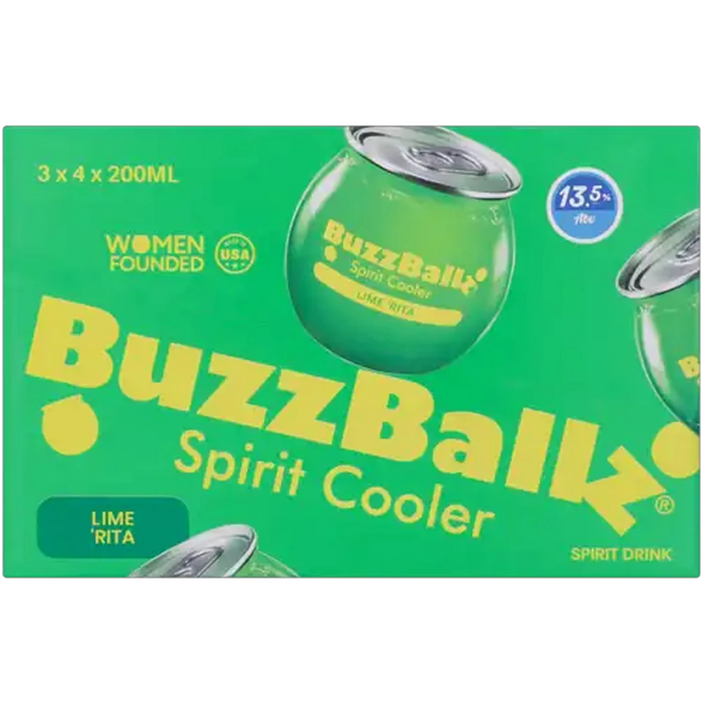 Image of BuzzBallz Gluten Free Lime 'Rita Flavoured Spirit Cooler Cans 12 x 200ml