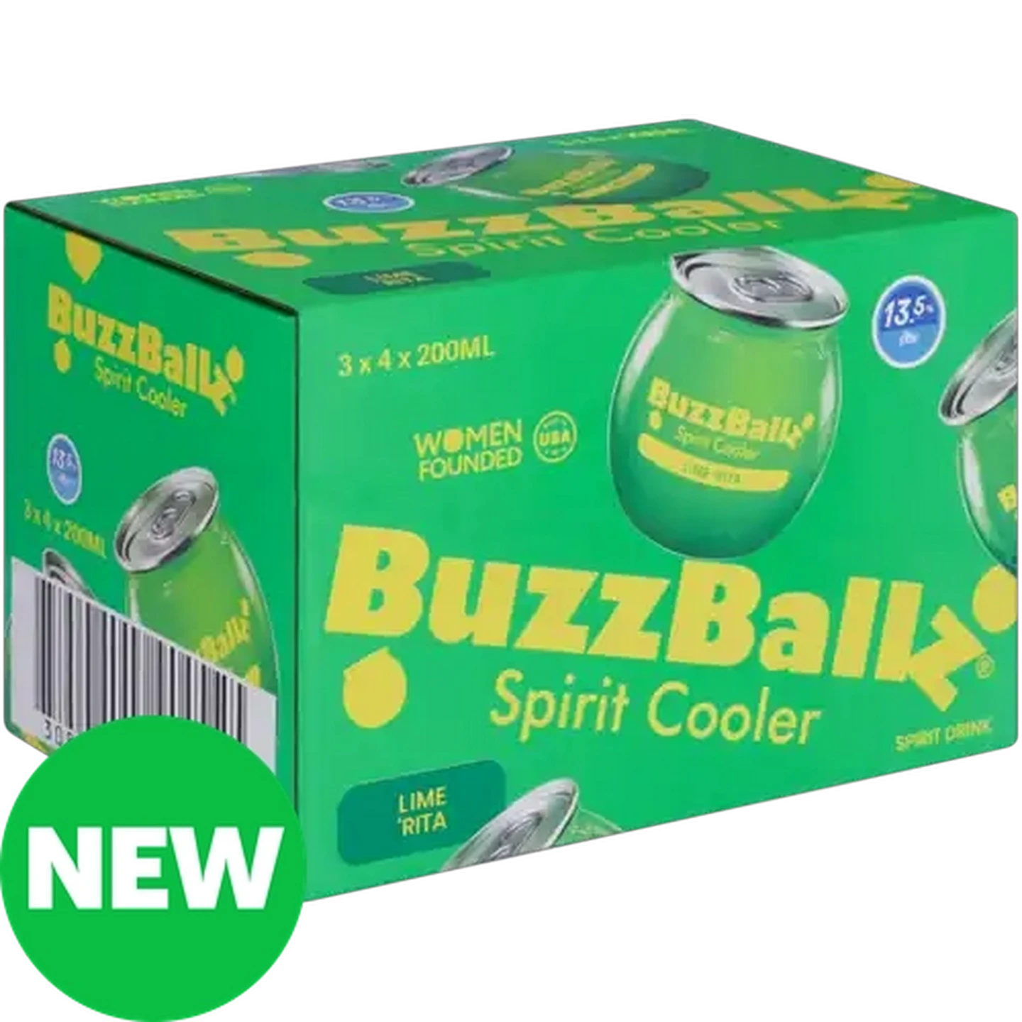 Image of BuzzBallz Gluten Free Lime 'Rita Flavoured Spirit Cooler Cans 12 x 200ml