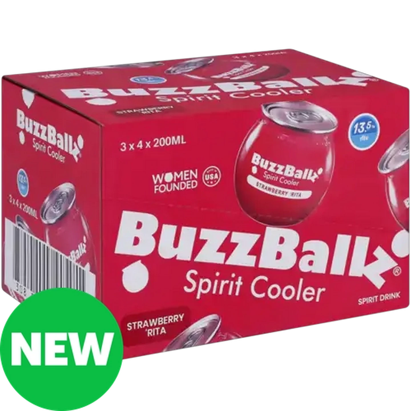 Image of BuzzBallz Gluten Free Strawberry 'Rita Flavoured Spirit Cooler Cans 12 x 200ml