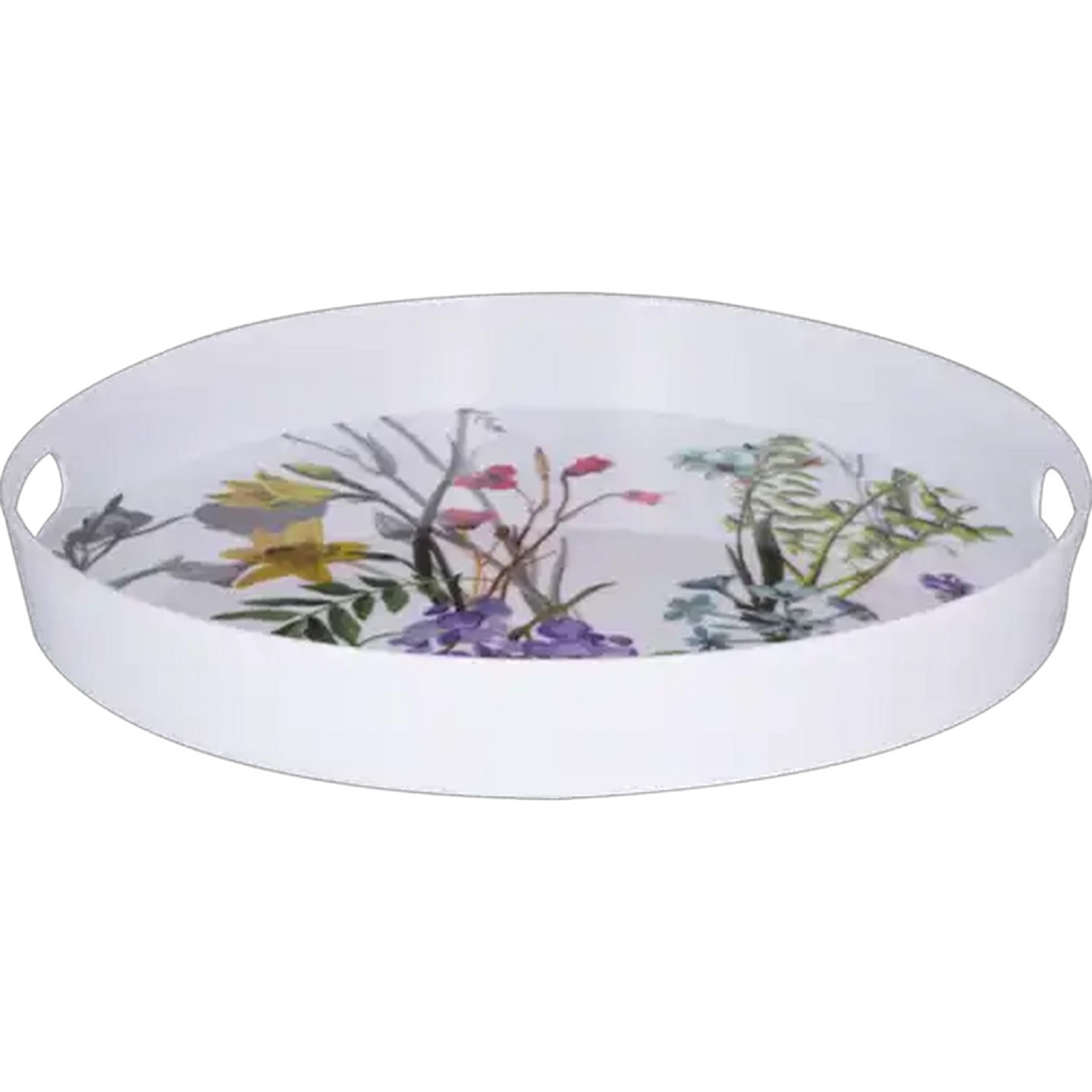 Image of Floral Print Round Melamine Tray 38.5cm