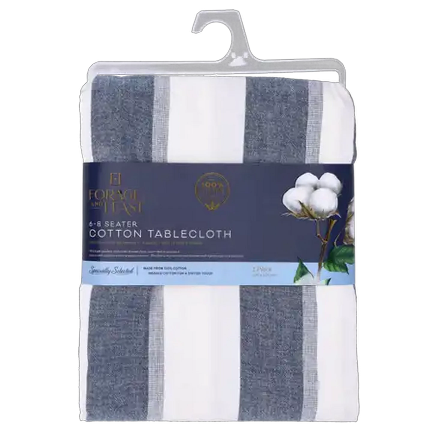 Image of Forage And Feast Navy 6-8 Seater Cotton Tablecloth 160 x 200cm