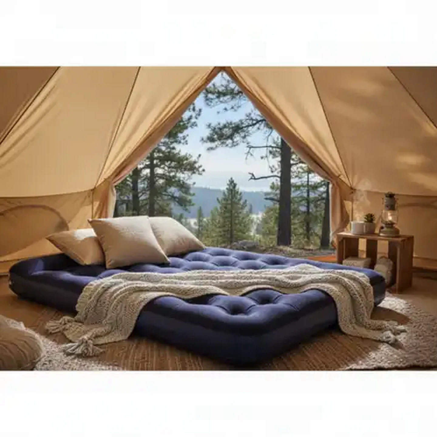 Image of Bestway Pavillo Double-Flocked Navy Blue Double Air Mattress