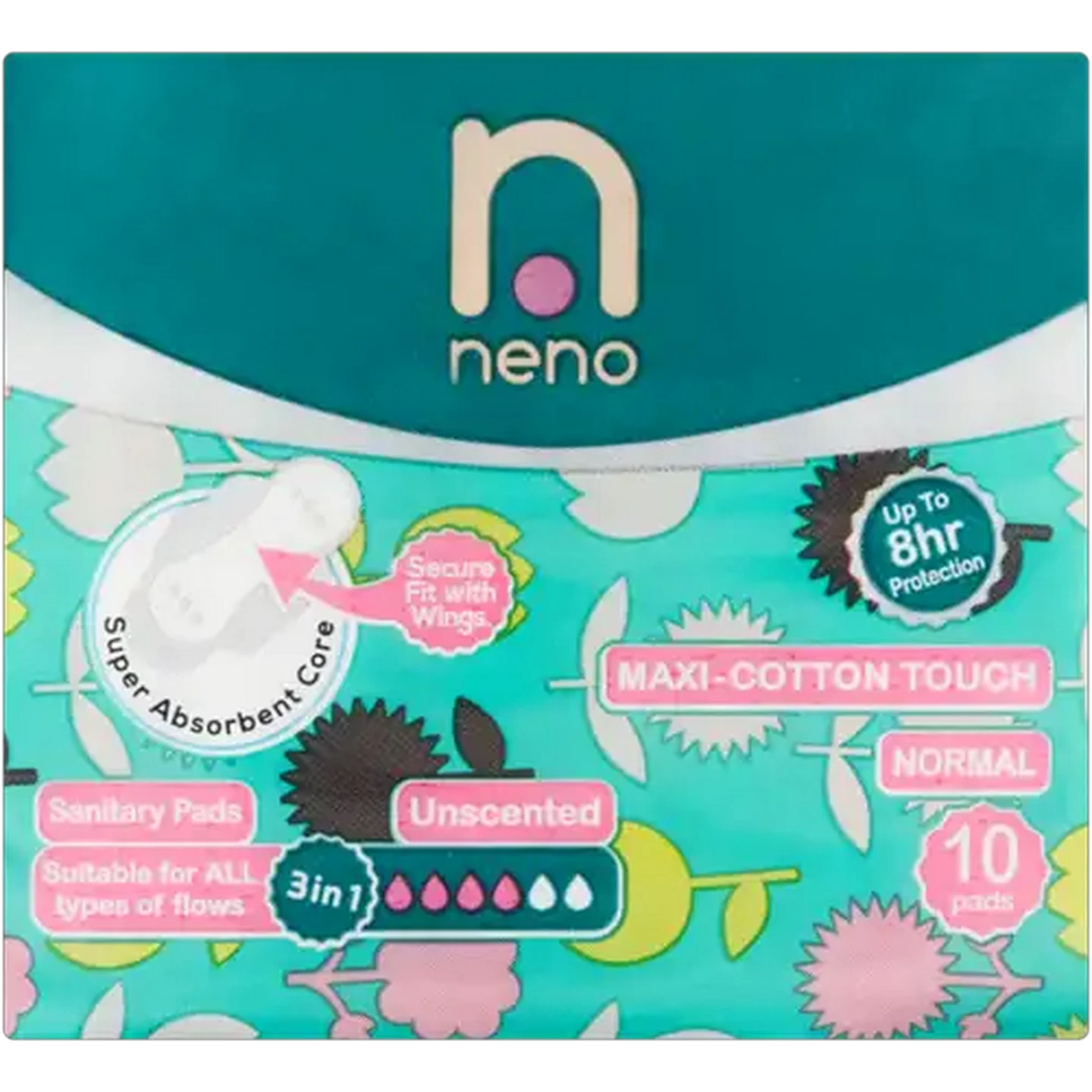 Image of Neno Normal Maxi-Cotton Touch Unscented Sanitary Pads 10 Pack
