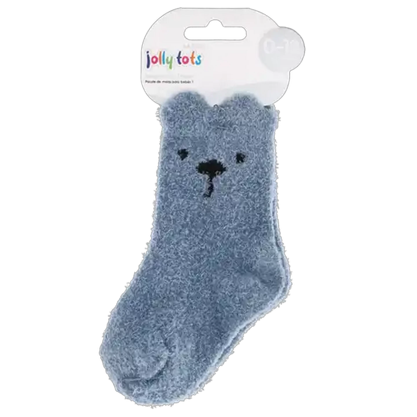 Image of Jolly Tots Blue Fuzzy Baby Socks 0-12 Months