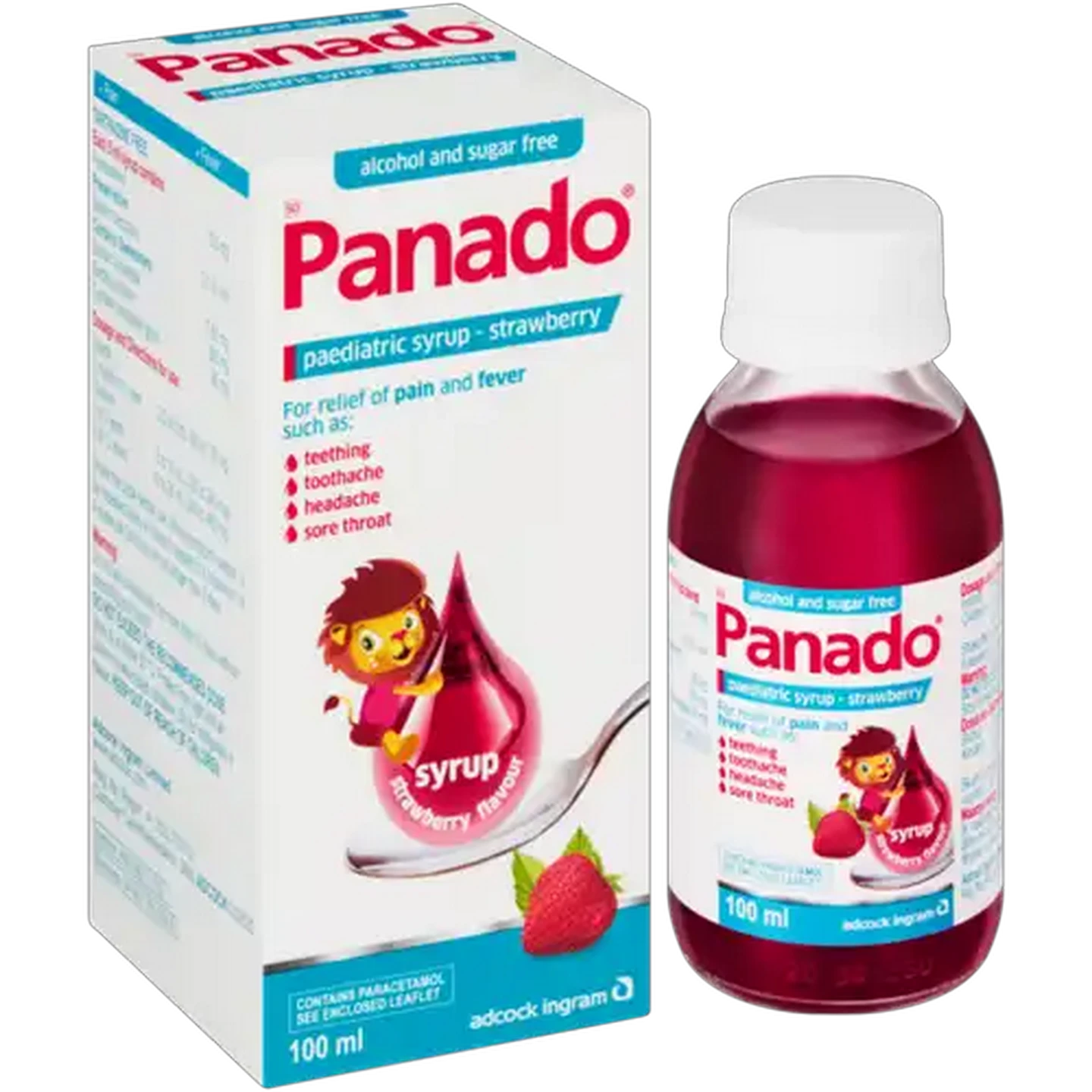 Image of Panado Alcohol Free Strawberry Flavour Paediatric Syrup 100ml