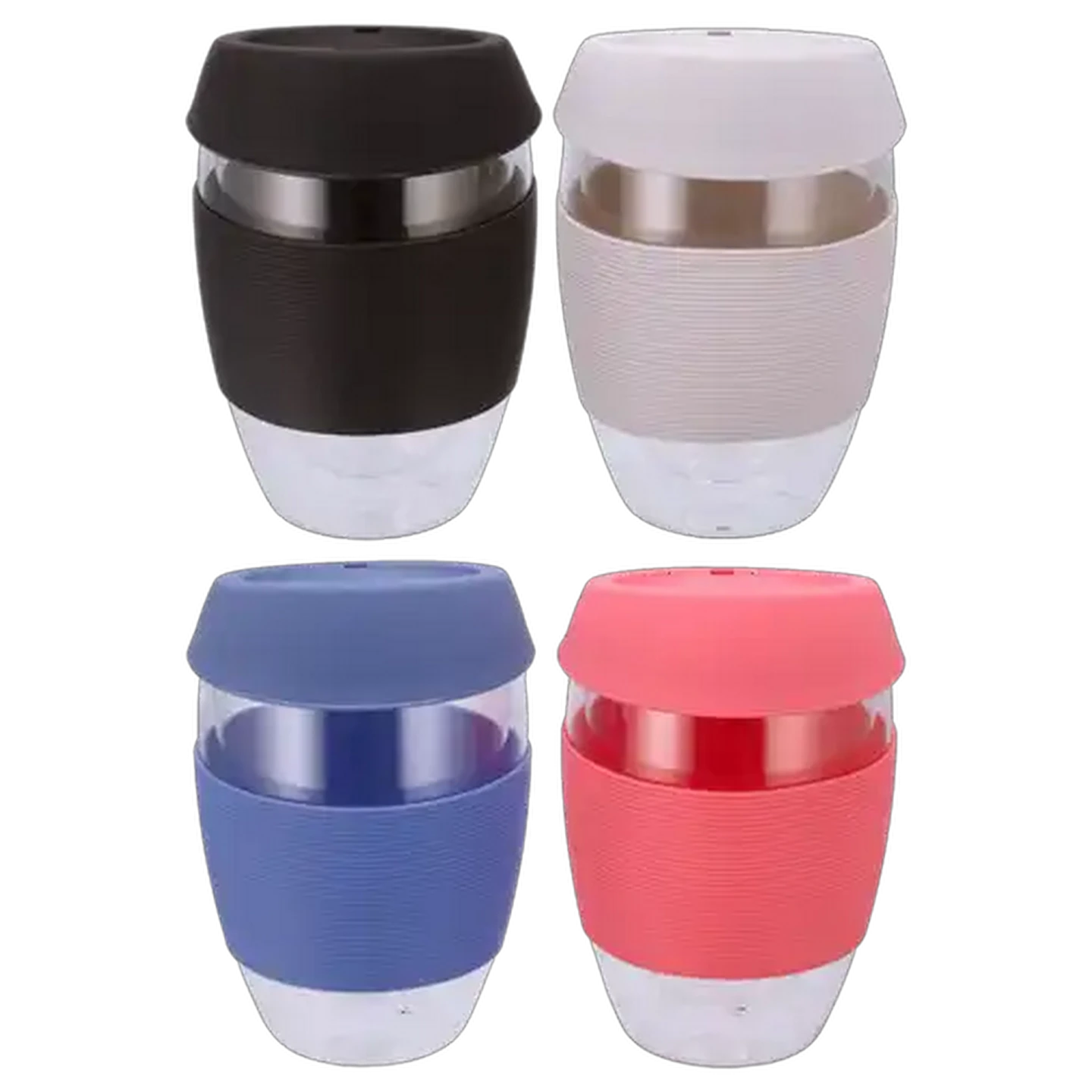Image of Vibrant Double-Wall Glass Travel Mug 350ml (Colour May Vary)