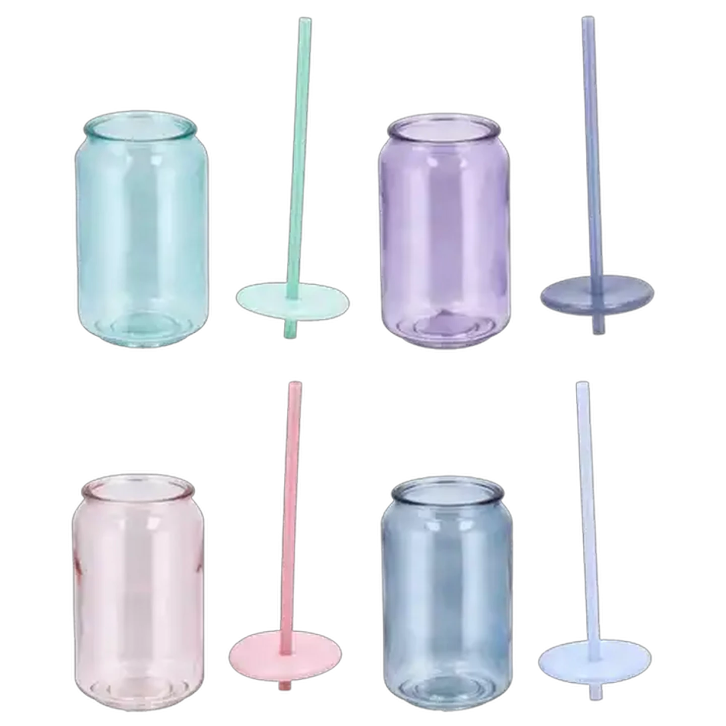 Image of Unbranded Pastel Glass Canister with Lid & Straw 450ml ( Assorted Item - Supplied at Random)