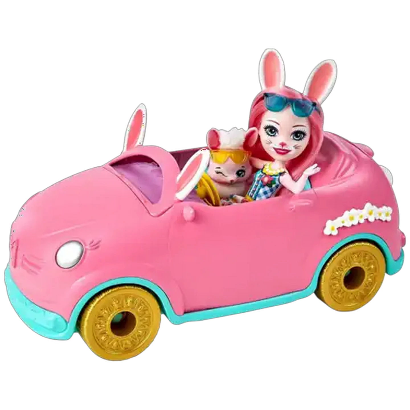 Image of Enchantimals Bunnymobile Car Playset with Doll and Bunny Figure