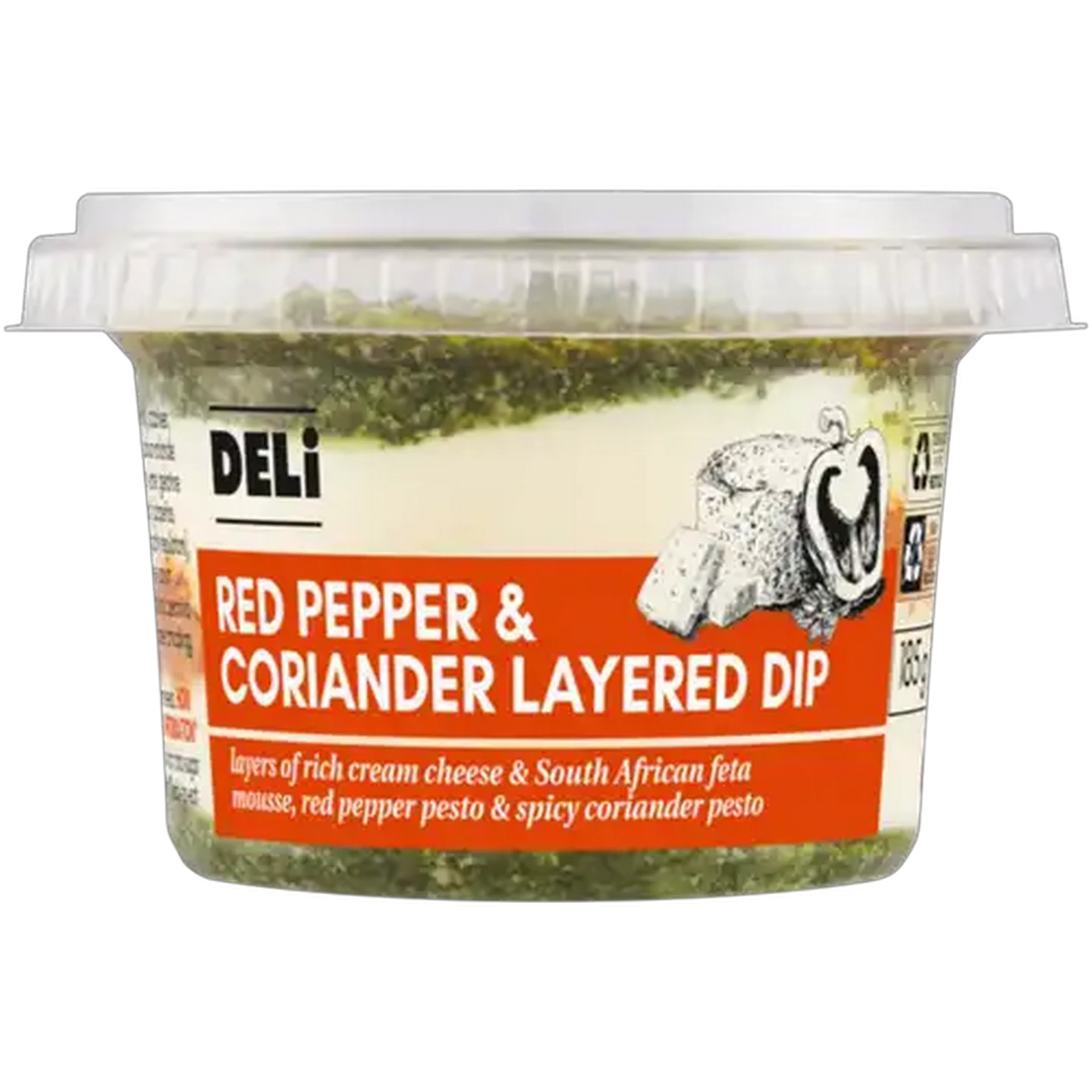 Image of Deli Red Pepper & Coriander Layered Dip 185g