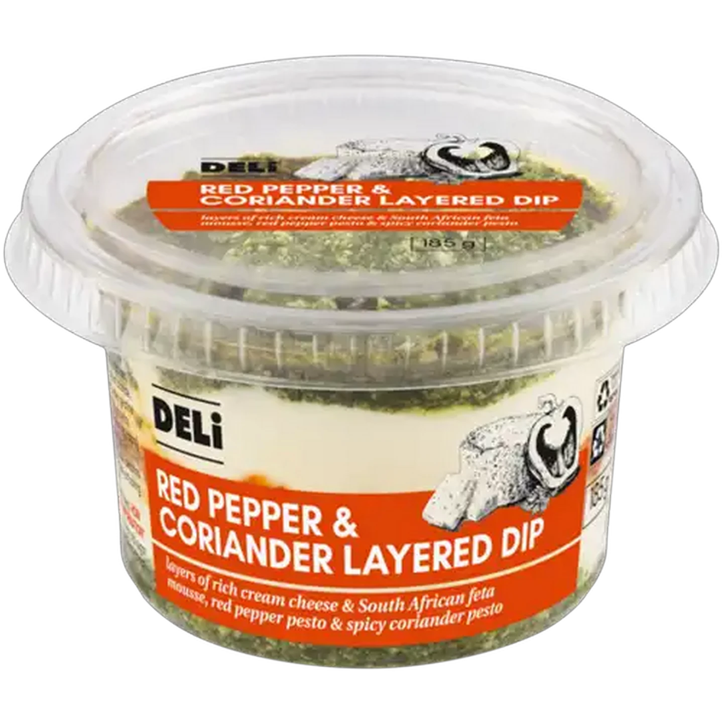 Image of Deli Red Pepper & Coriander Layered Dip 185g