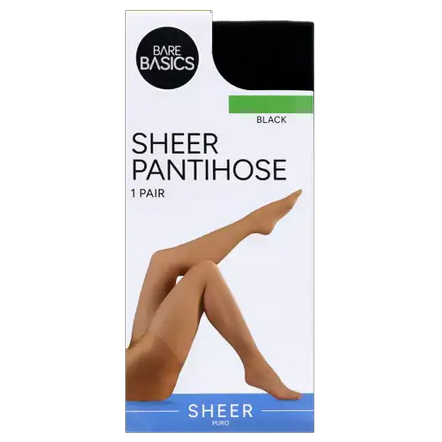 Image of Bare Basics Black Large Sheer Pantihose