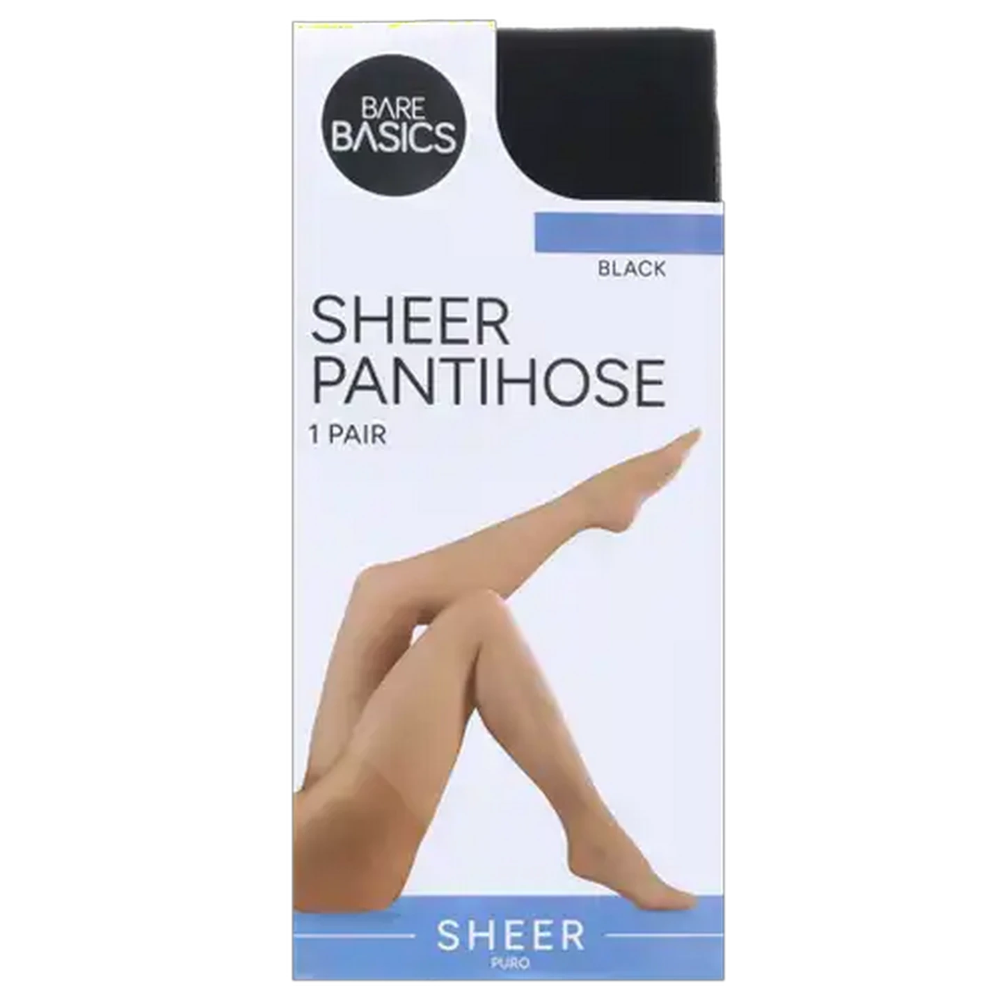 Image of Bare Basics Sheer Black Extra Large Pantihose