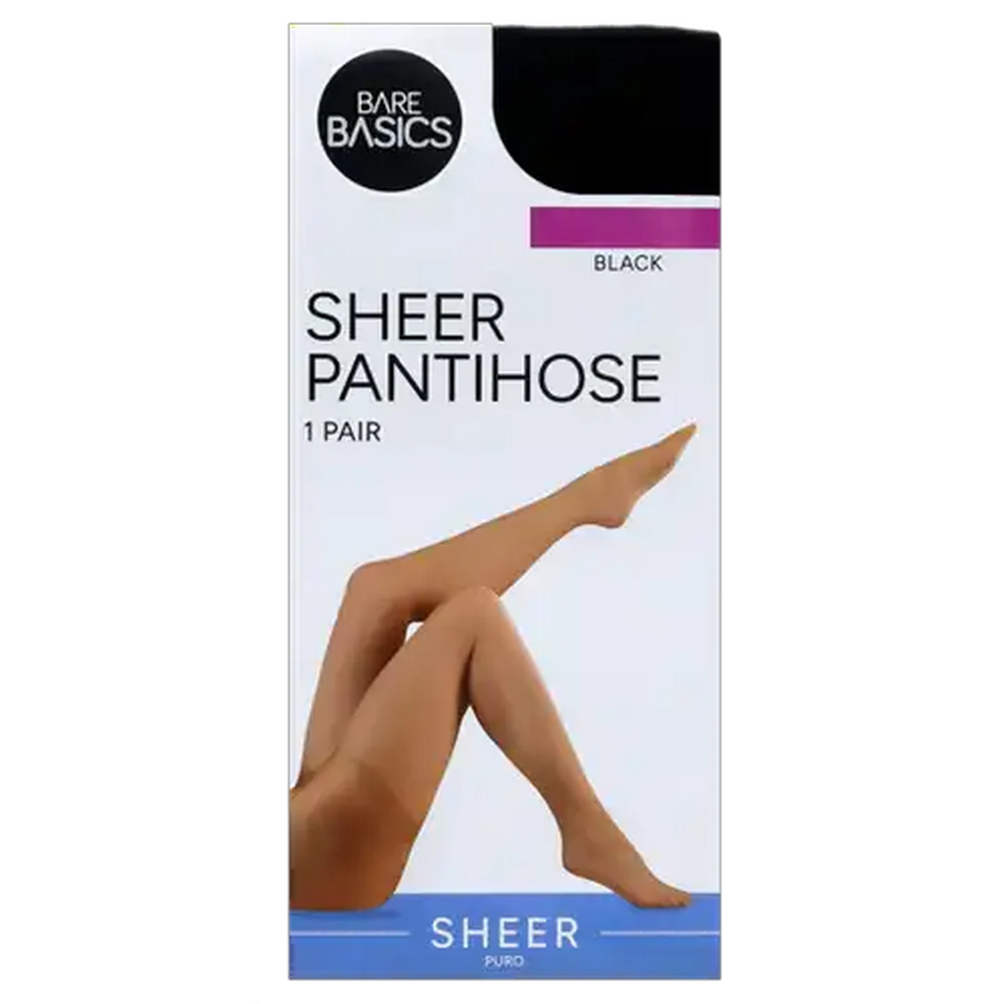 Image of Bare Basics Super Large Black Sheer Pantihose