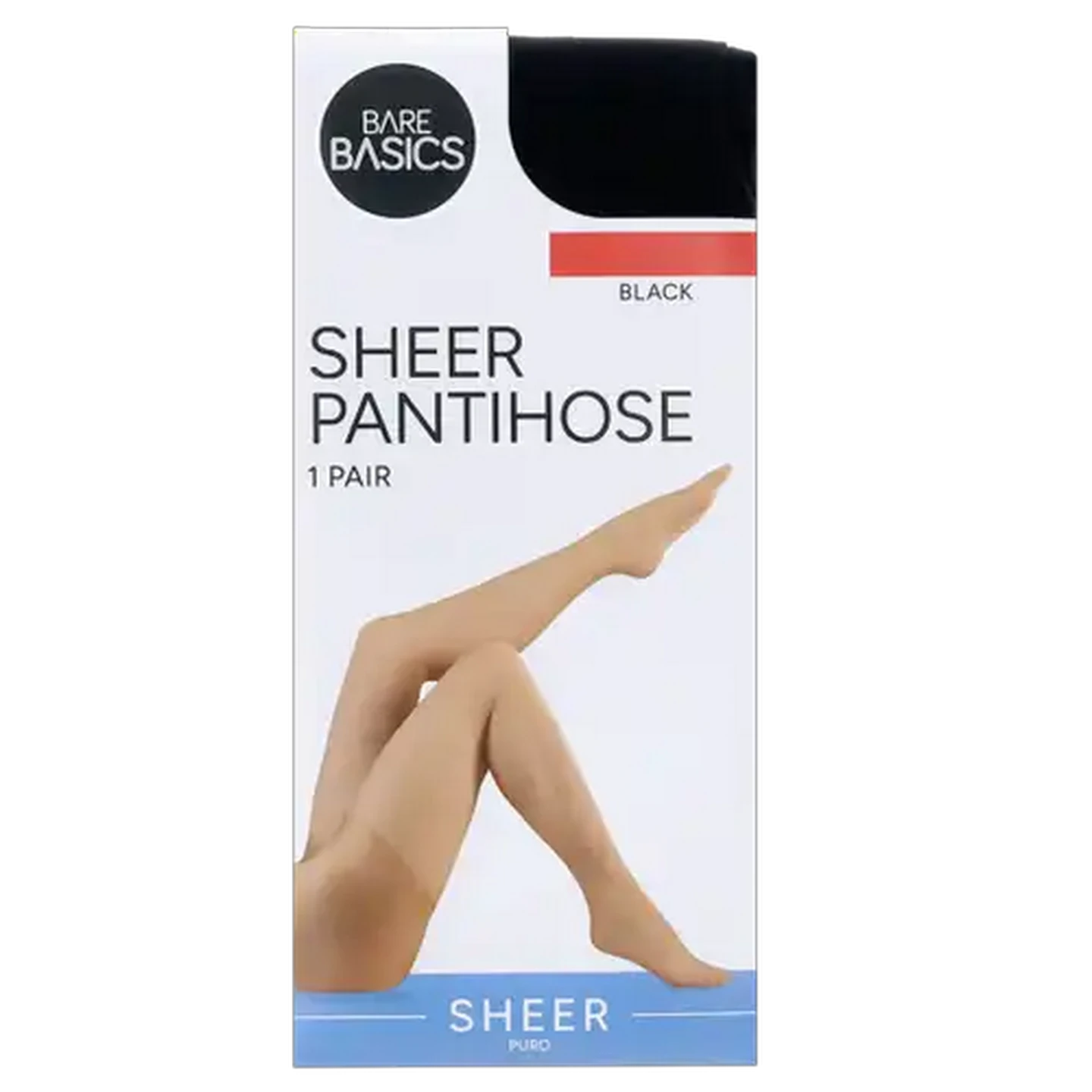 Image of Bare Basics Black Medium Sheer Pantihose