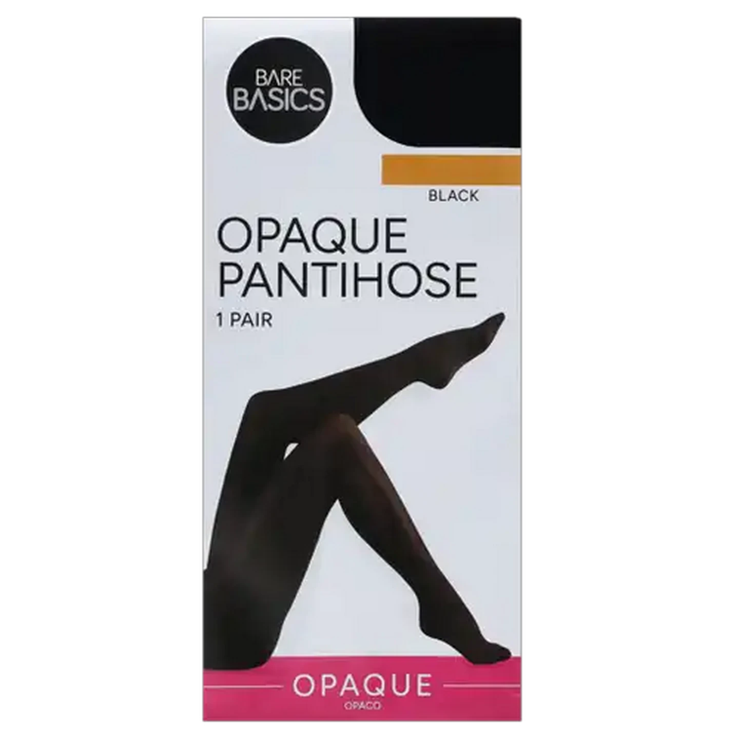 Image of Bare Basics Ladies Medium Black Opaque Pantihose