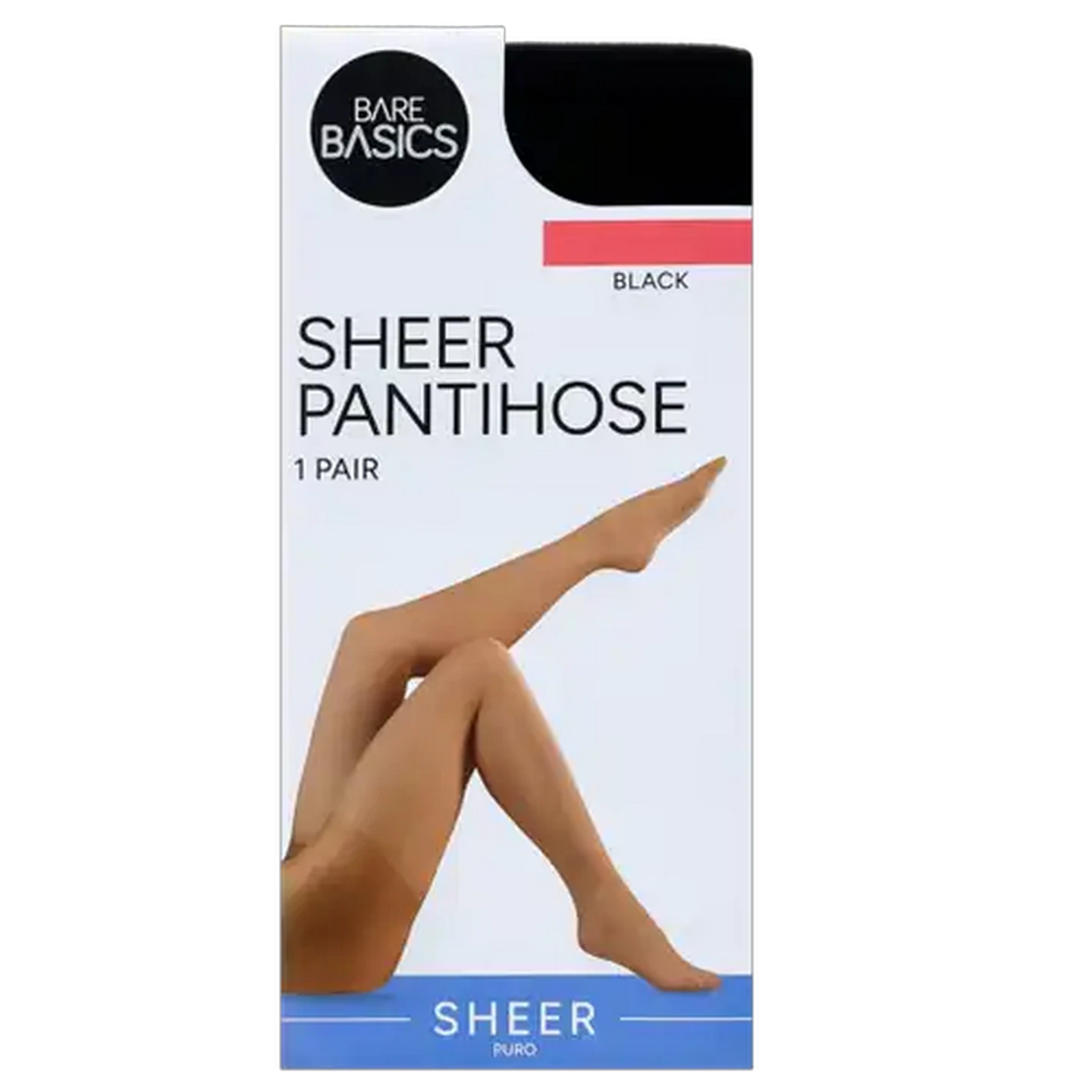 Image of Bare Basics Black Extra Super Large Sheer Pantihose