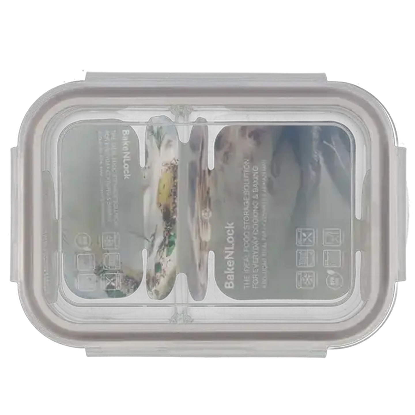 Image of Bake n Lock Rectangular Divided Glass Container 1.1L