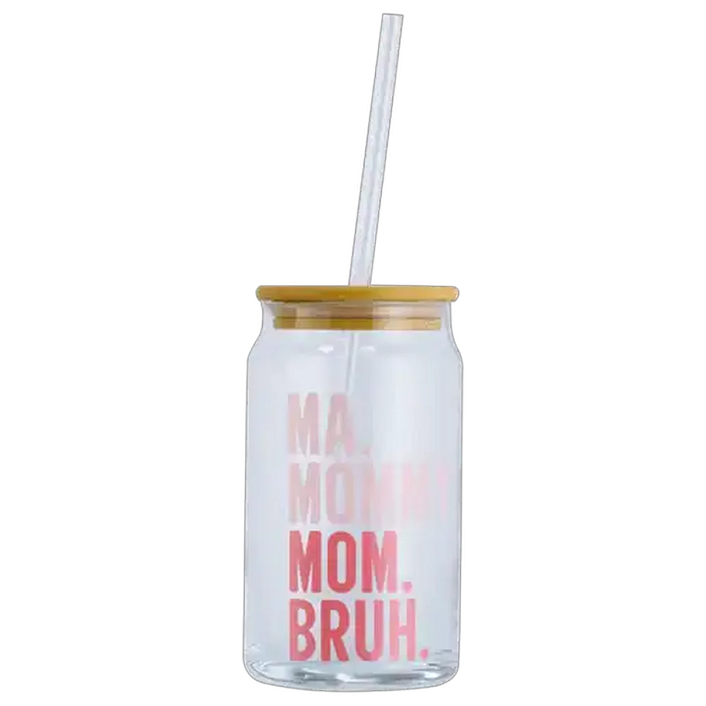 Image of Mother's Day Glass with Straw 500ml (Design May Vary)