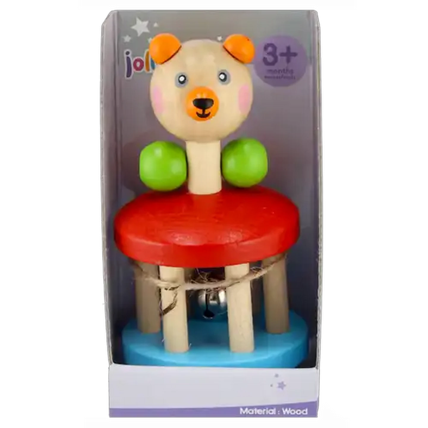 Image of Jolly Tots Bear Wooden Bell Rattle 3 Months+
