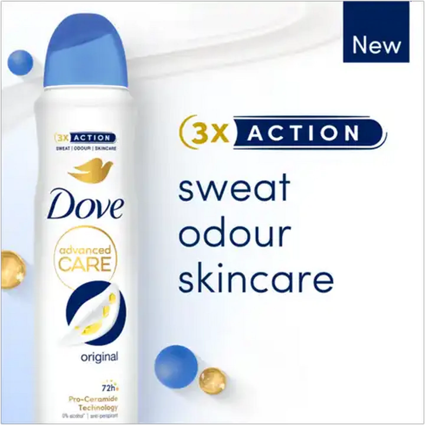 Image of Dove Advanced Care Alcohol Free Original 0% Alcohol Anti-Perspirant Body Spray 150ml