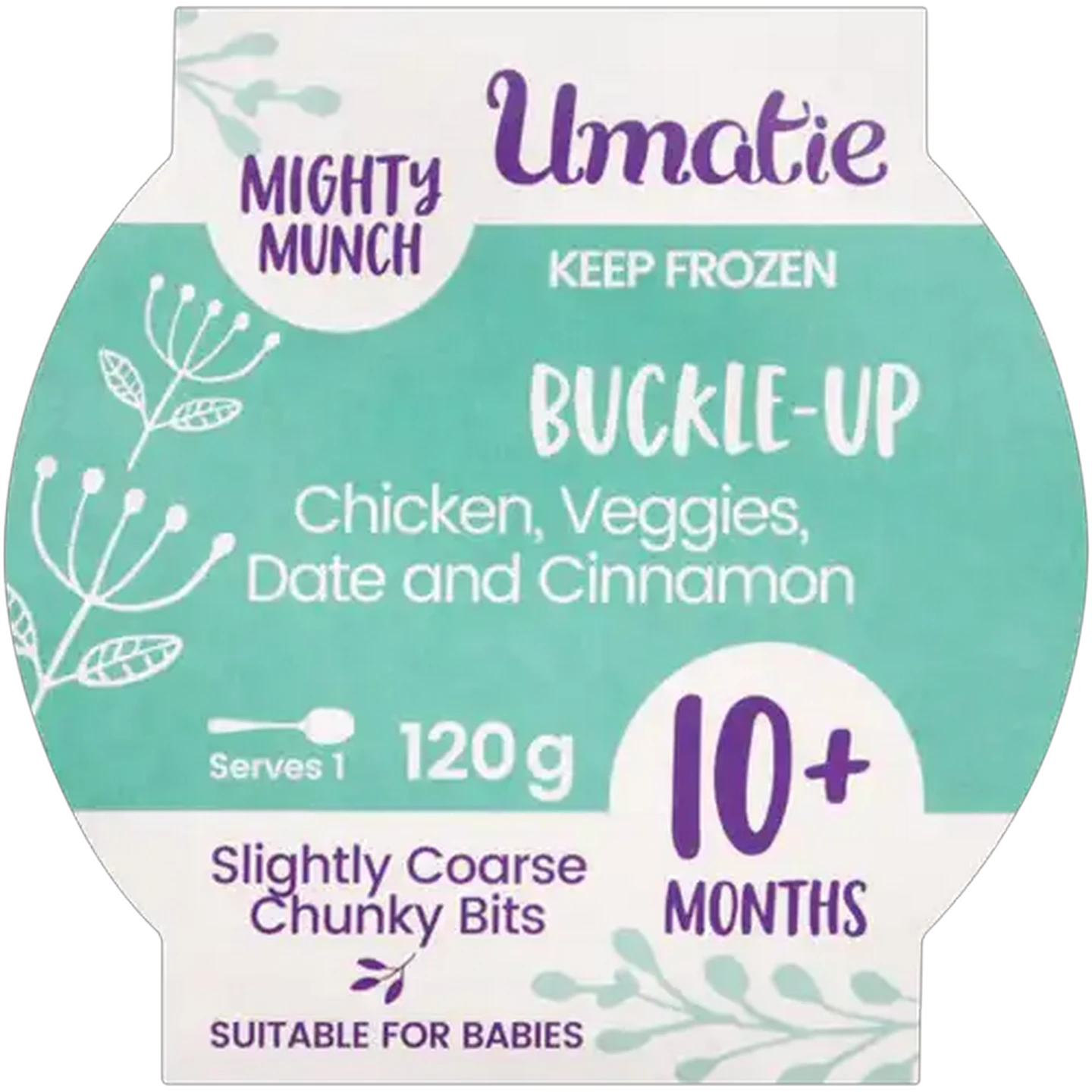 Image of Umatie Mighty Munch Buckle-Up Chicken Veggies Date & Cinnamon Frozen Baby Food 10+ Months 120g