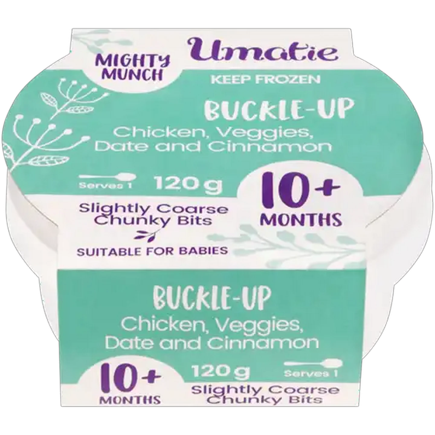 Image of Umatie Mighty Munch Buckle-Up Chicken Veggies Date & Cinnamon Frozen Baby Food 10+ Months 120g