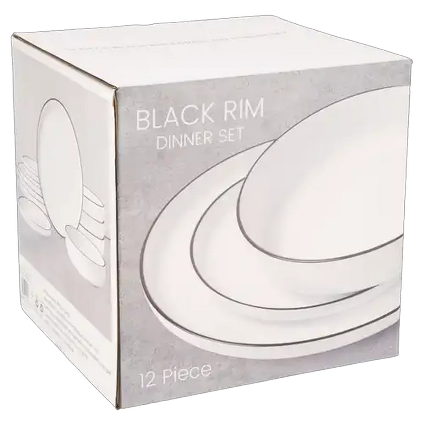 Image of Black Rim Porcelain Dinner Set 12-Piece