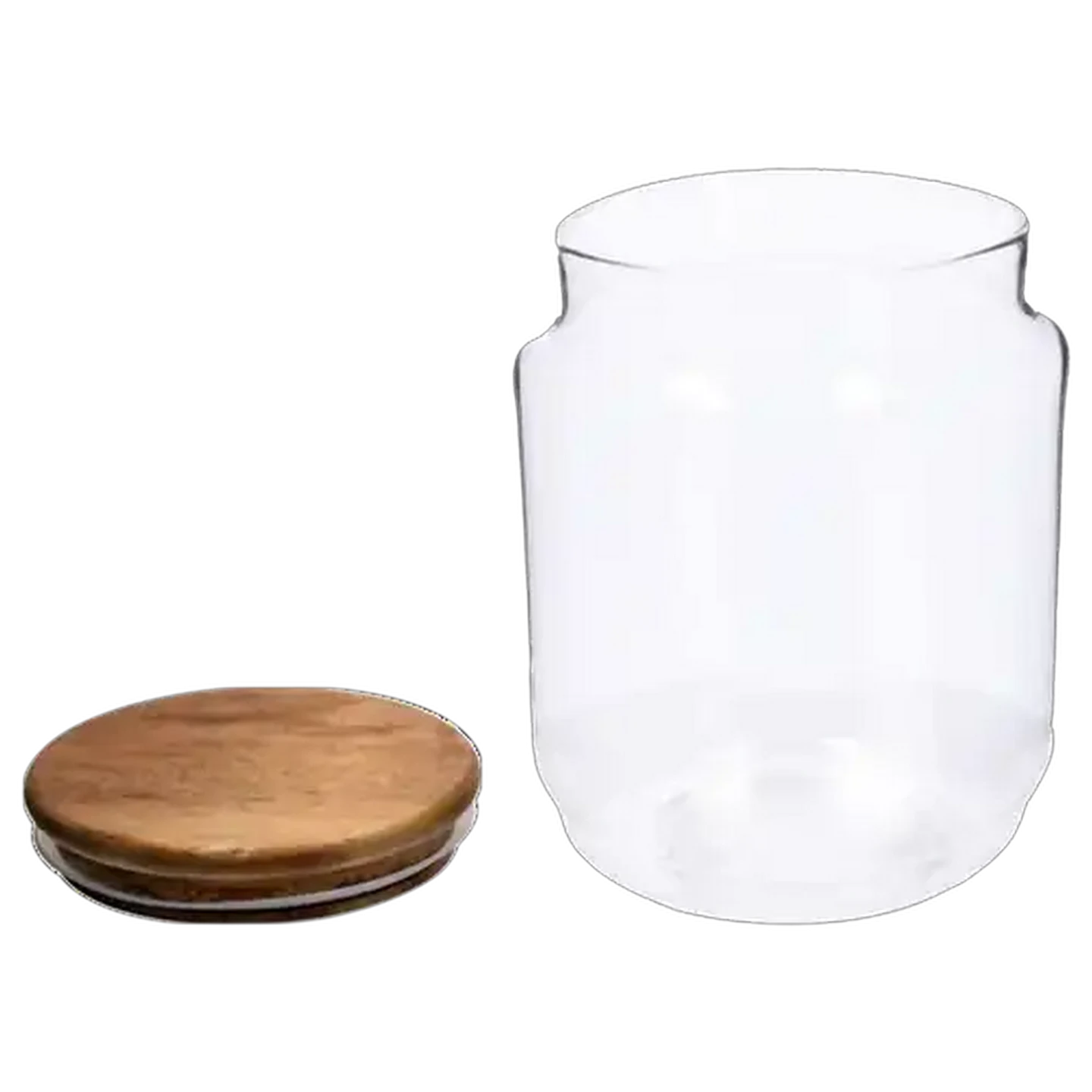 Image of Large Glass Jar with Acacia Wood Lid 1.2L