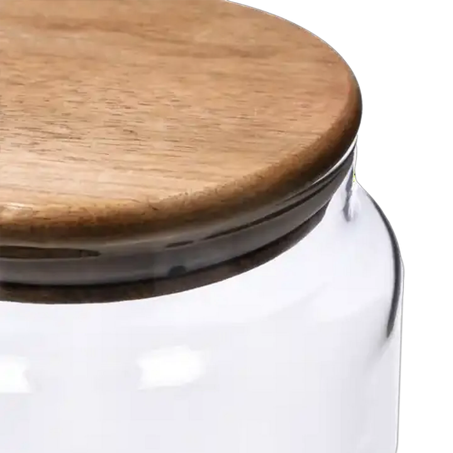 Image of Large Glass Jar with Acacia Wood Lid 1.2L