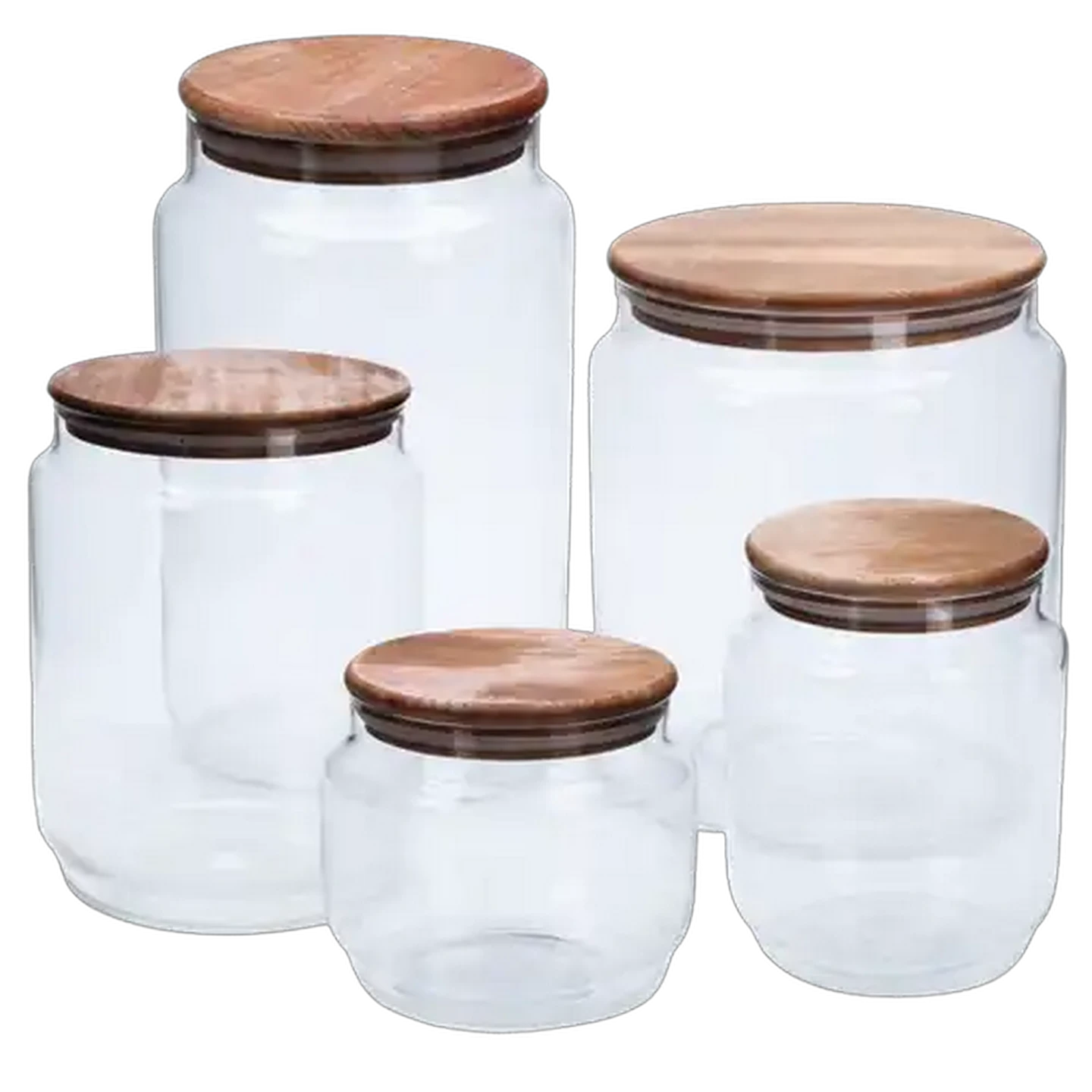 Image of Large Glass Jar with Acacia Wood Lid 800ml