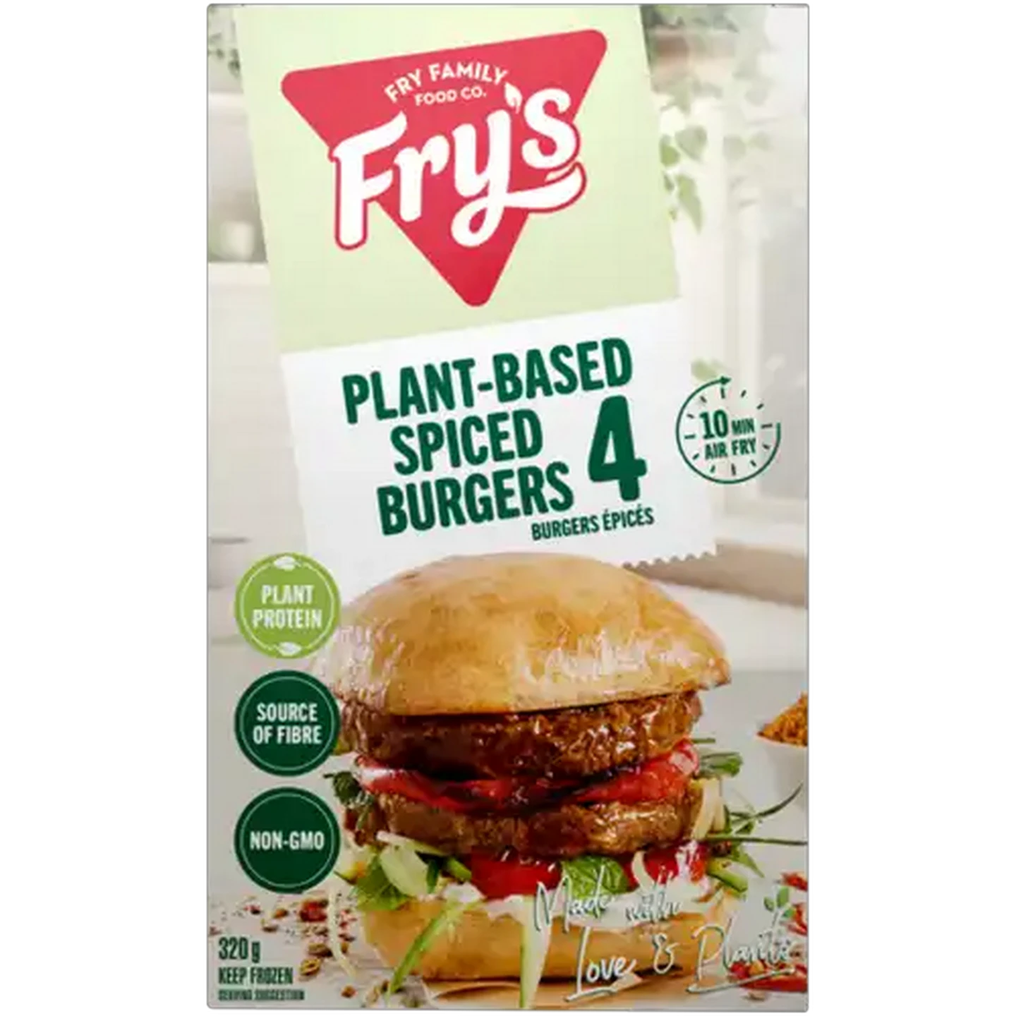 Image of Fry's Frozen Plant-Based Spiced Burgers 320g