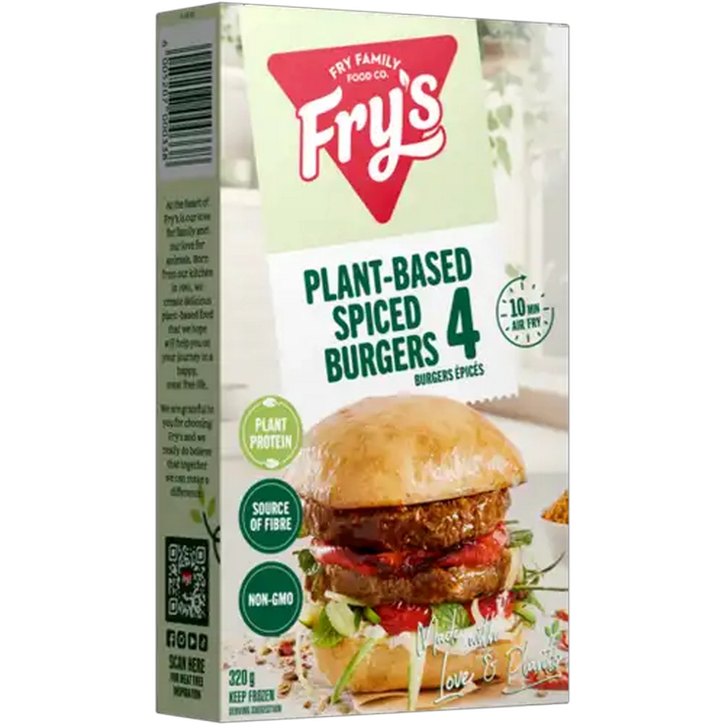Image of Fry's Frozen Plant-Based Spiced Burgers 320g