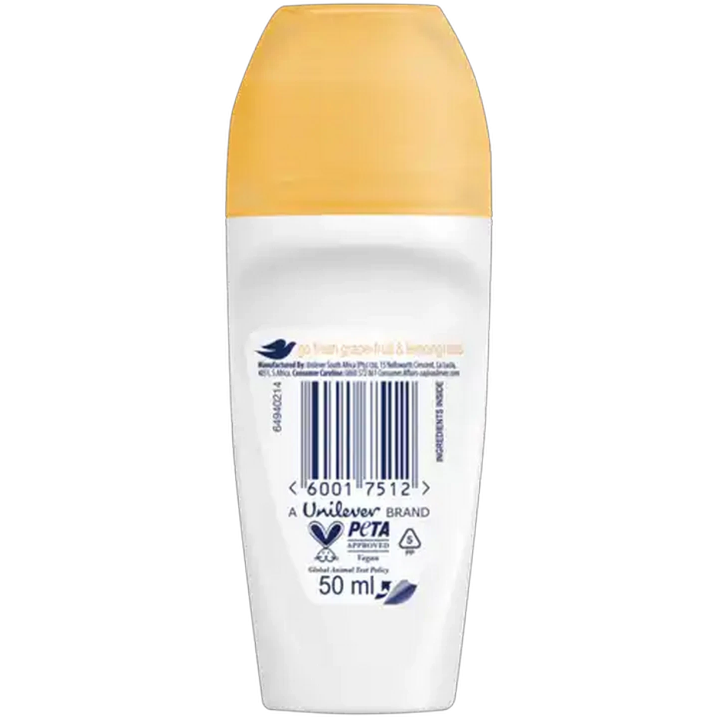 Image of Dove Advanced Care Go Fresh Alcohol Free Grapefruit & Lemongrass 0% Alcohol Anti-Perspirant Roll-On 50ml
