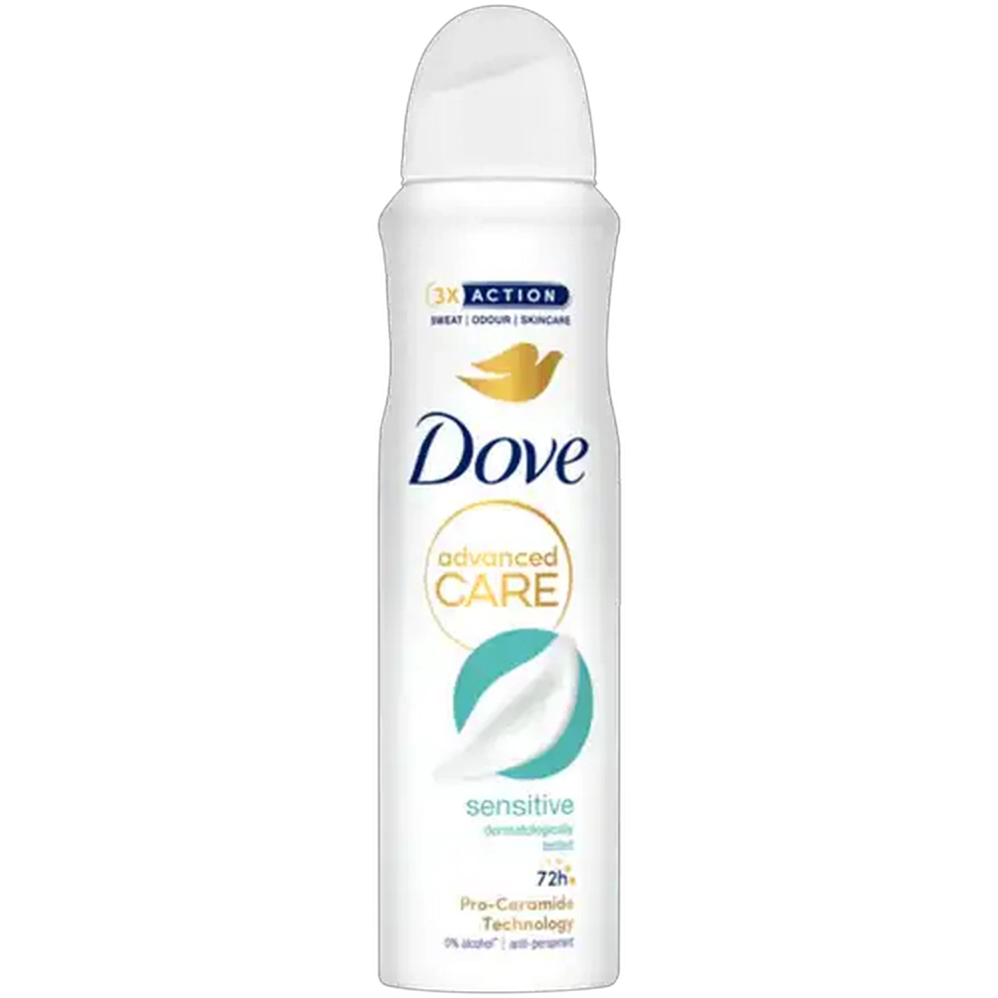 Image of Dove Advanced Care Alcohol Free Sensitive 0% Alcohol Anti-Perspirant Body Spray 150ml