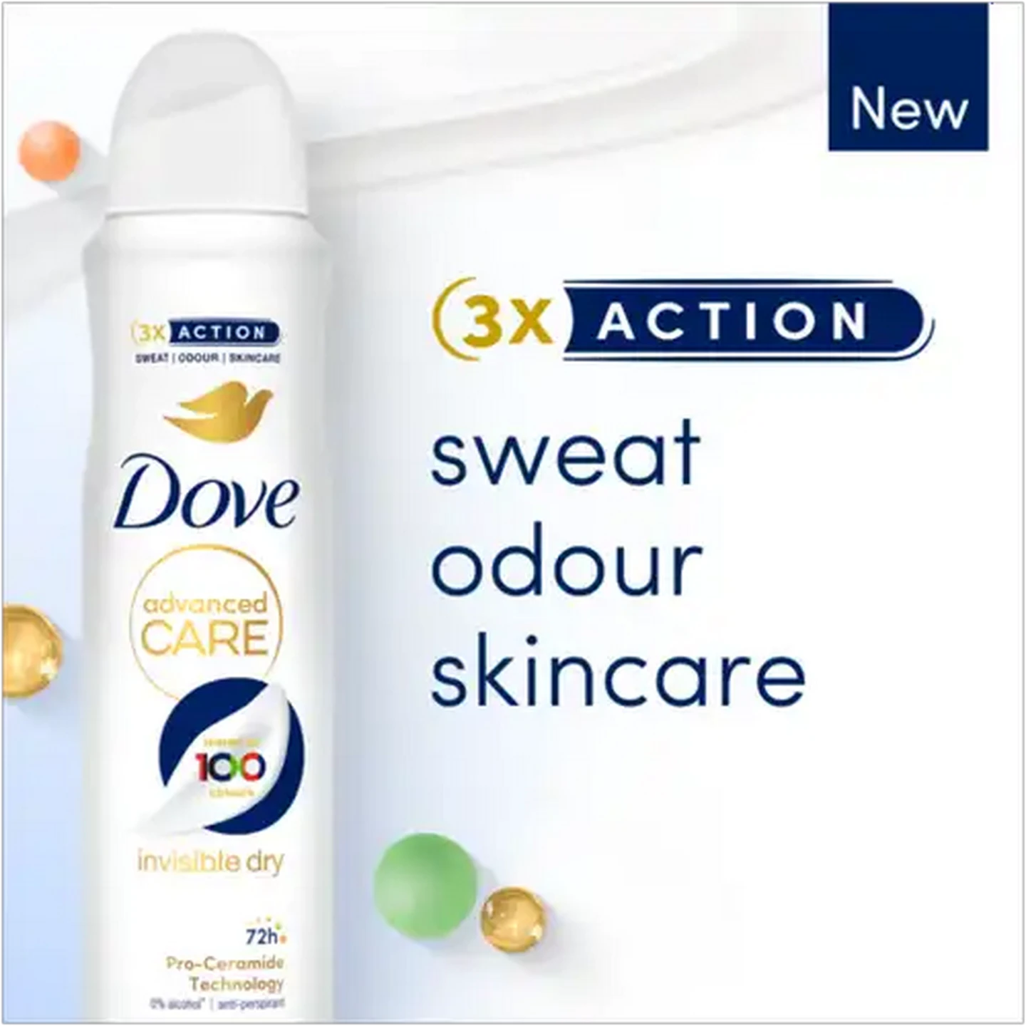 Image of Dove Advanced Care Alcohol Free Invisible Dry 0% Alcohol Anti-Perspirant Body Spray 150ml