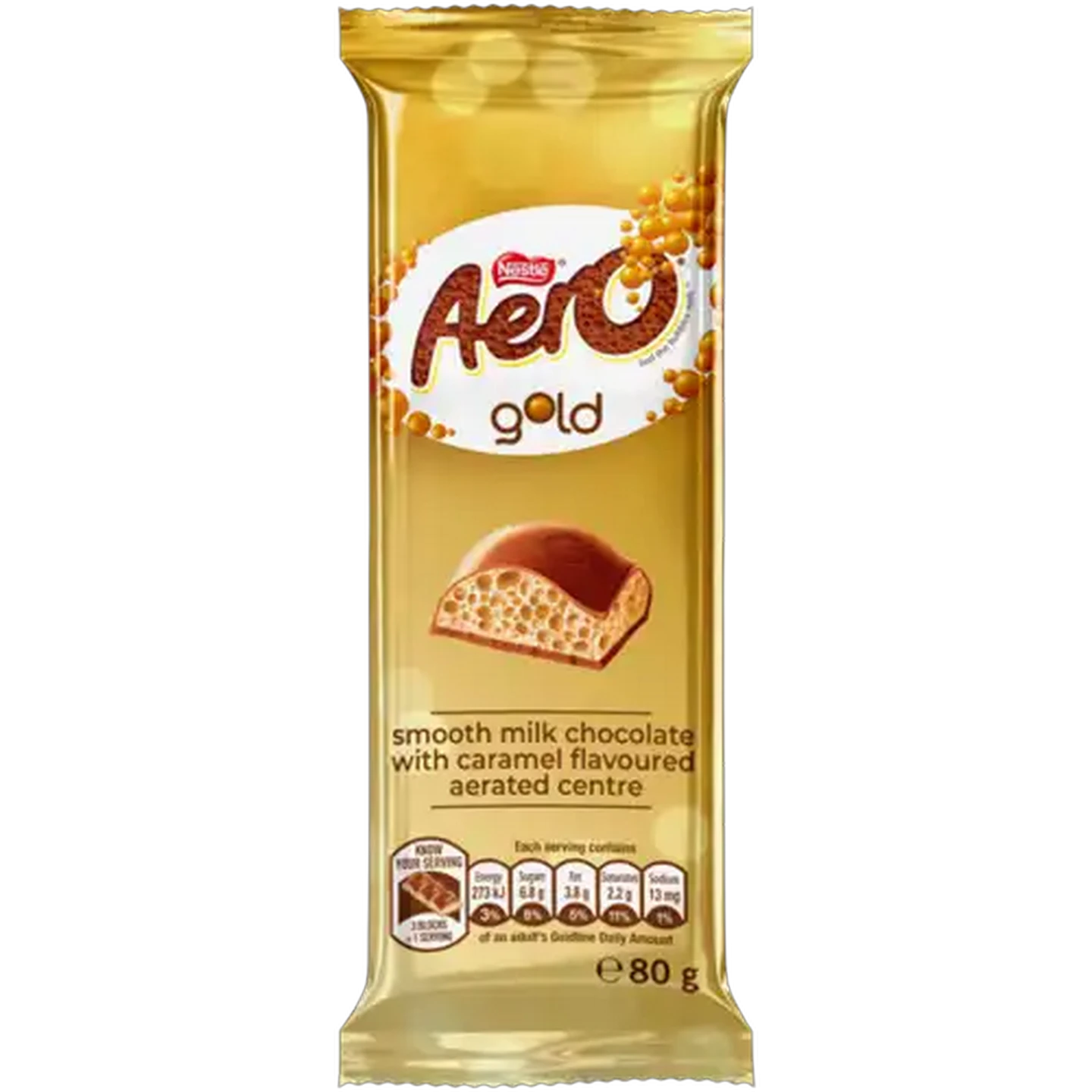 Image of Nestlé Aero Caramel Flavoured Gold Milk Chocolate Slab 80g