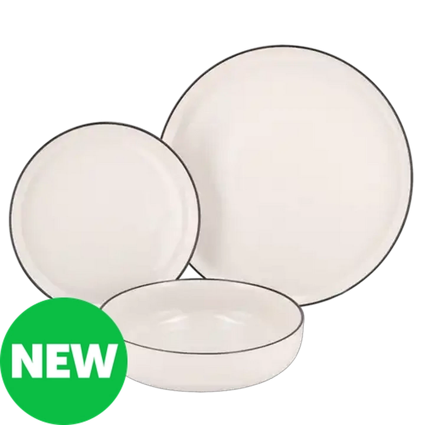 Image of Black Rim Porcelain Dinner Set 12-Piece