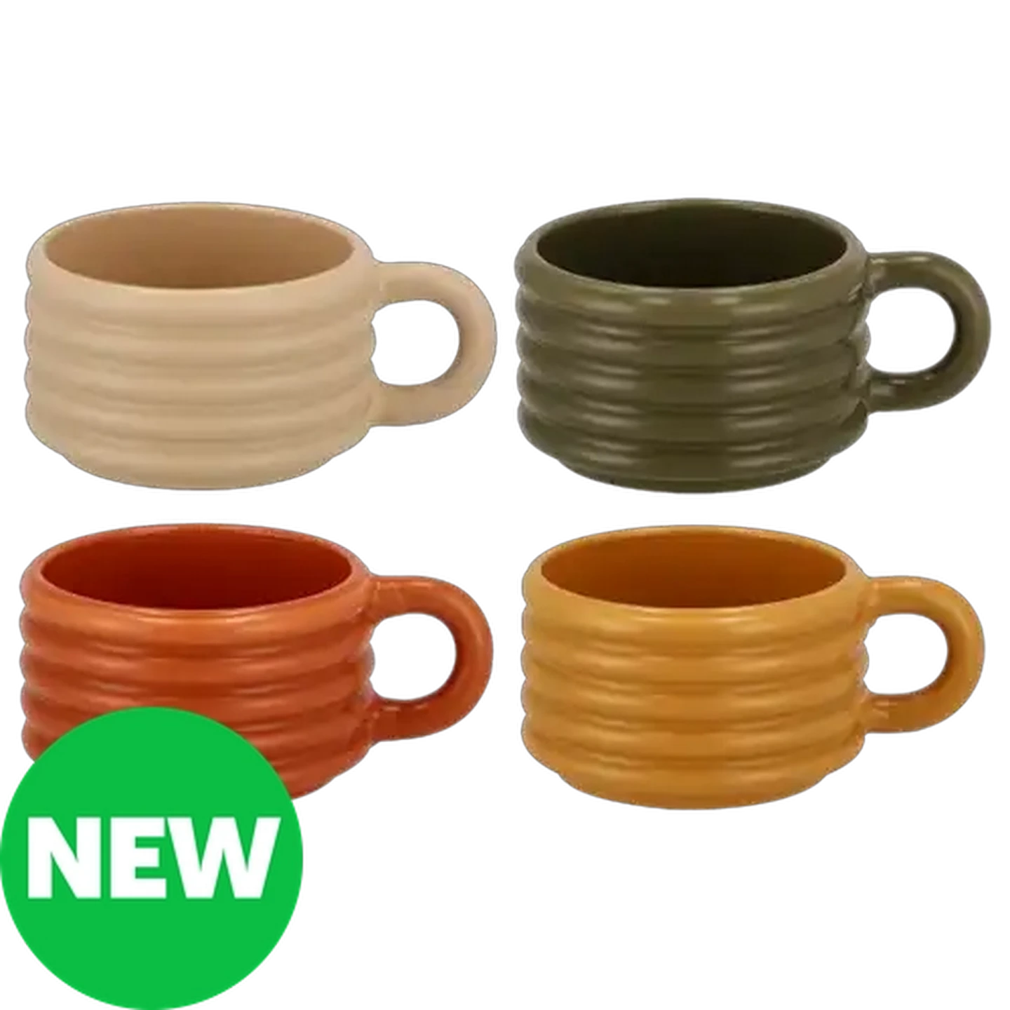 Image of Ribbed Stoneware Coffee Mug 340ml (Colour May Vary)
