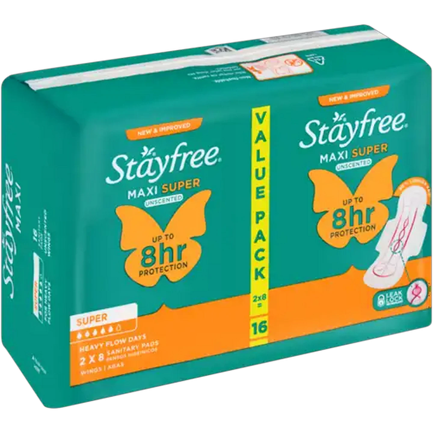 Image of Stayfree Maxi Super Unscented Sanitary Pads with Wings 16-Pack
