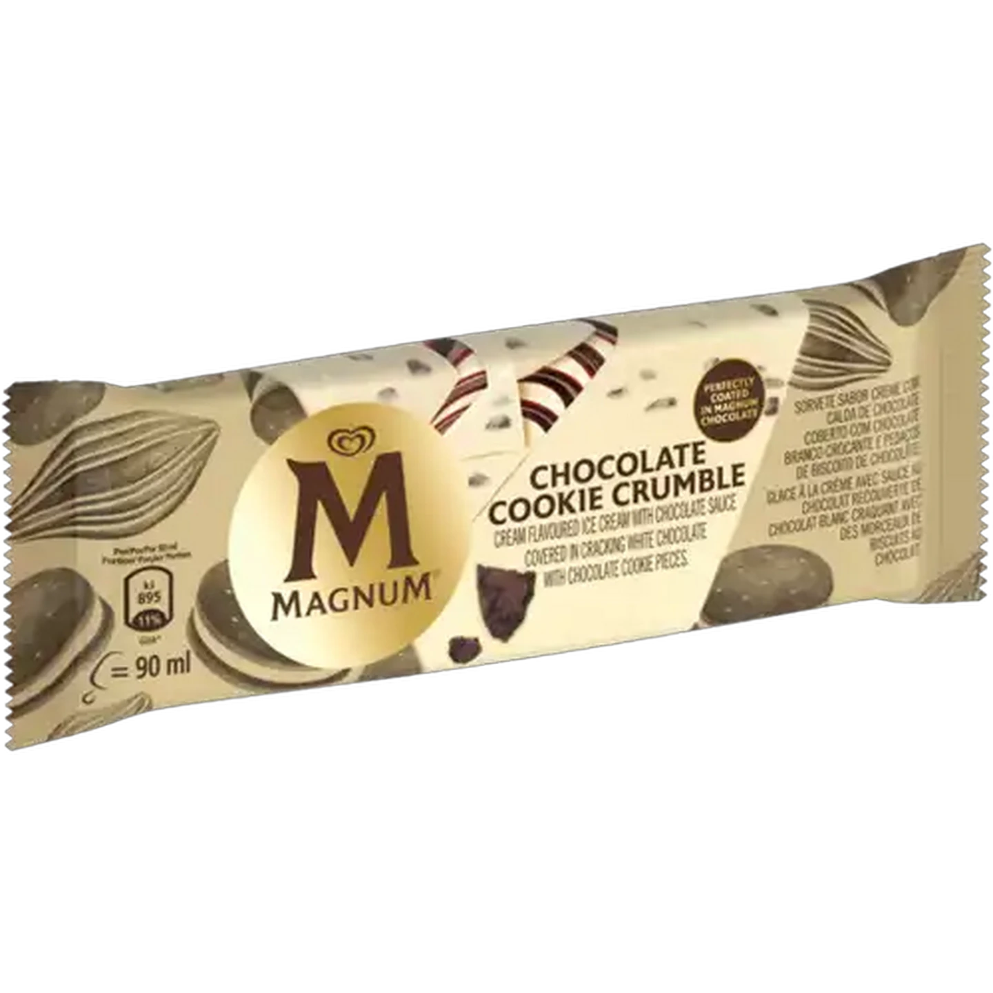 Image of Magnum Chocolate Cookie Crumble Cream Flavoured Ice Cream in White Chocolate 90ml