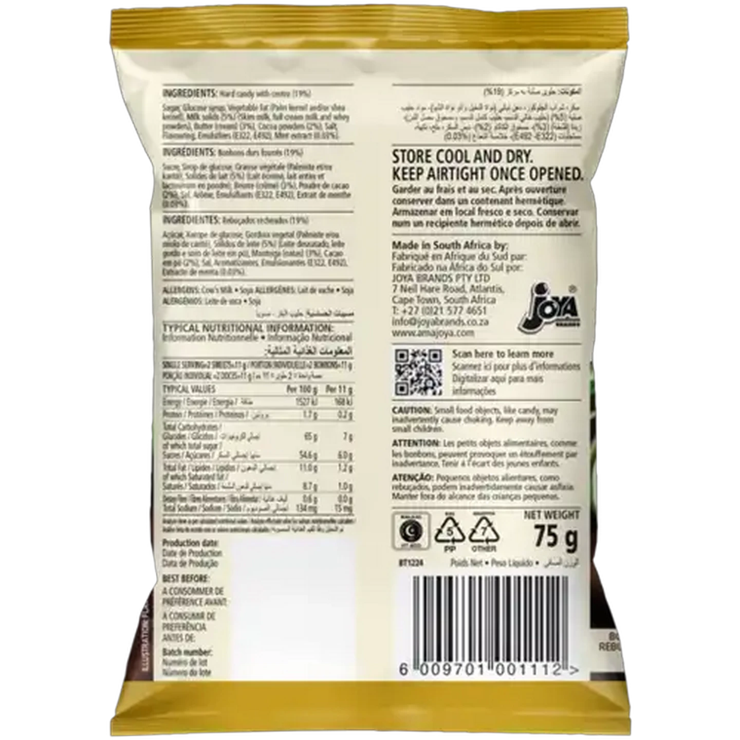Image of Amajoya Buttermint Candy with Chocolate Flavoured Centre 75g