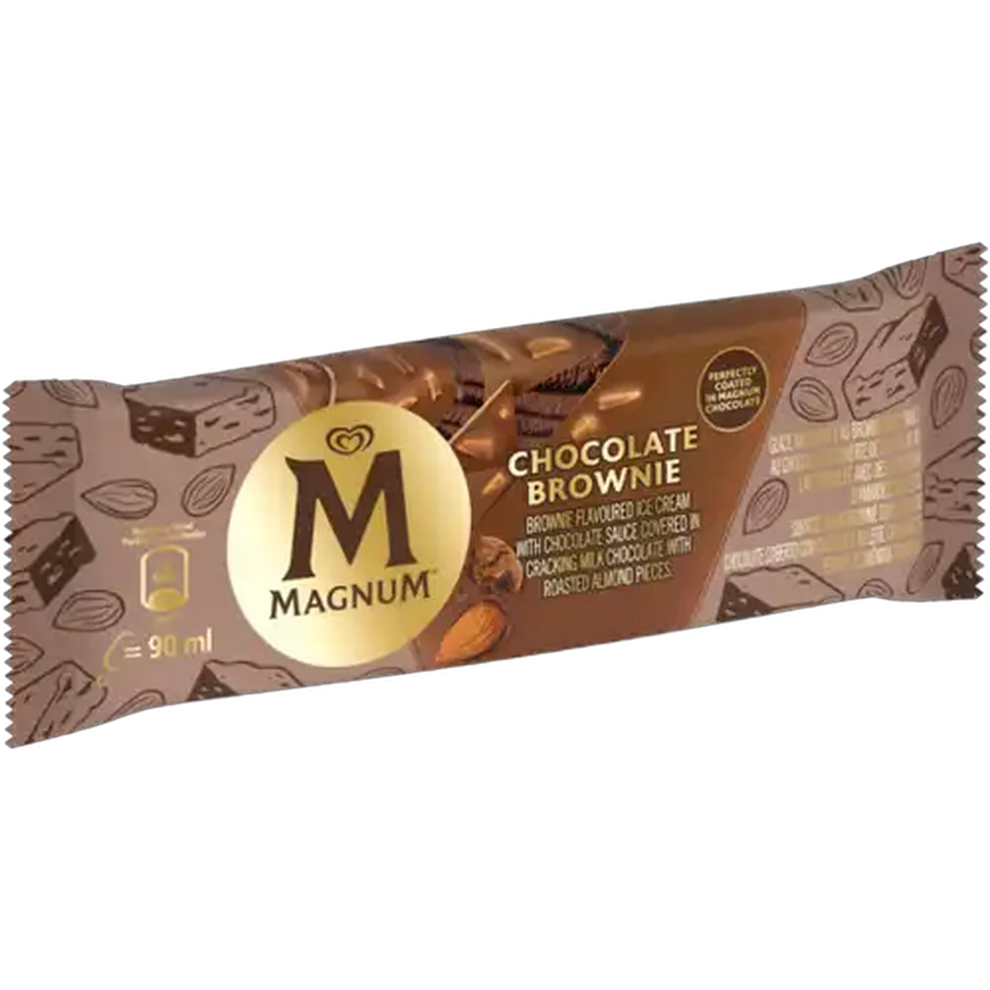 Image of Magnum Chocolate Brownie Flavoured Ice Cream in Milk Chocolate 90ml