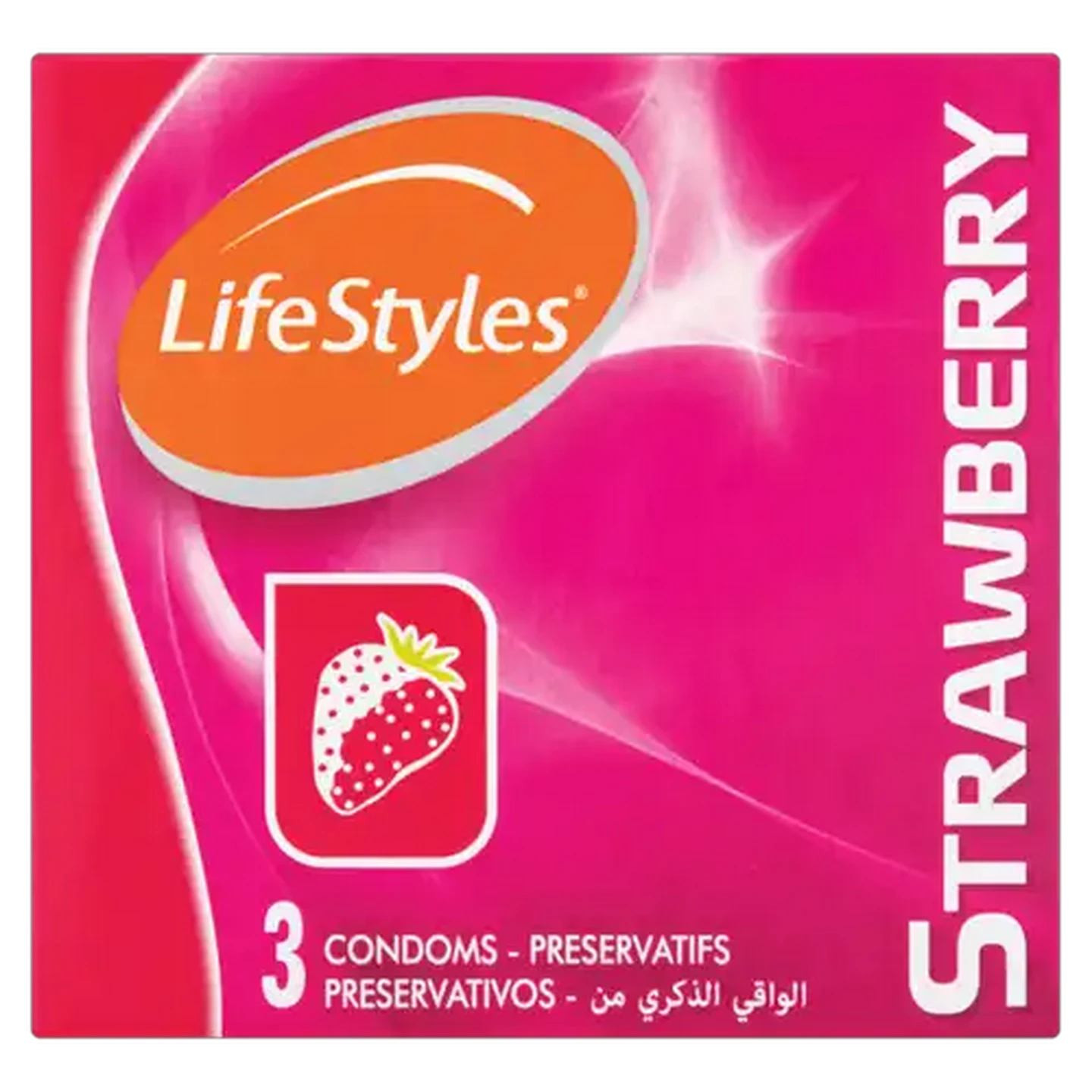 Image of LifeStyles Strawberry Flavoured Condoms 3 Pack
