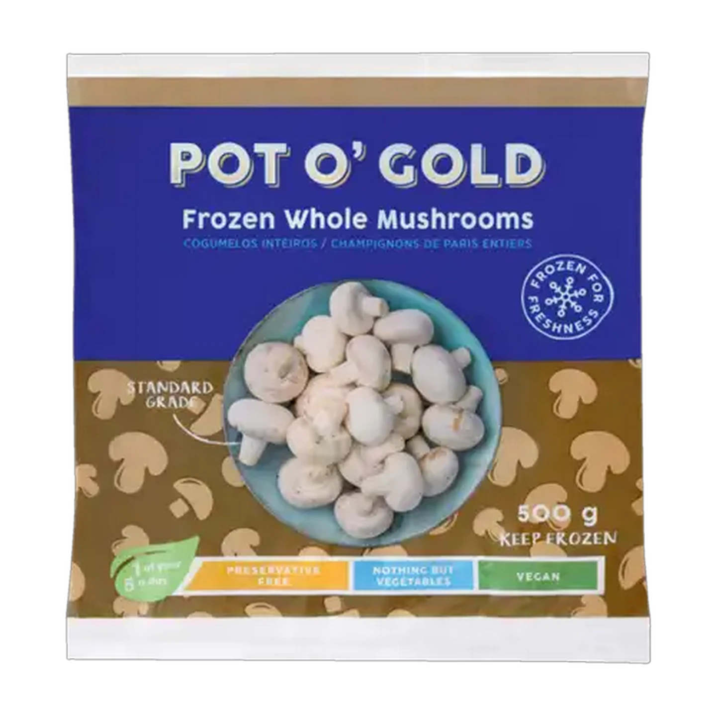Image of Pot O' Gold Frozen Whole Mushrooms 500g