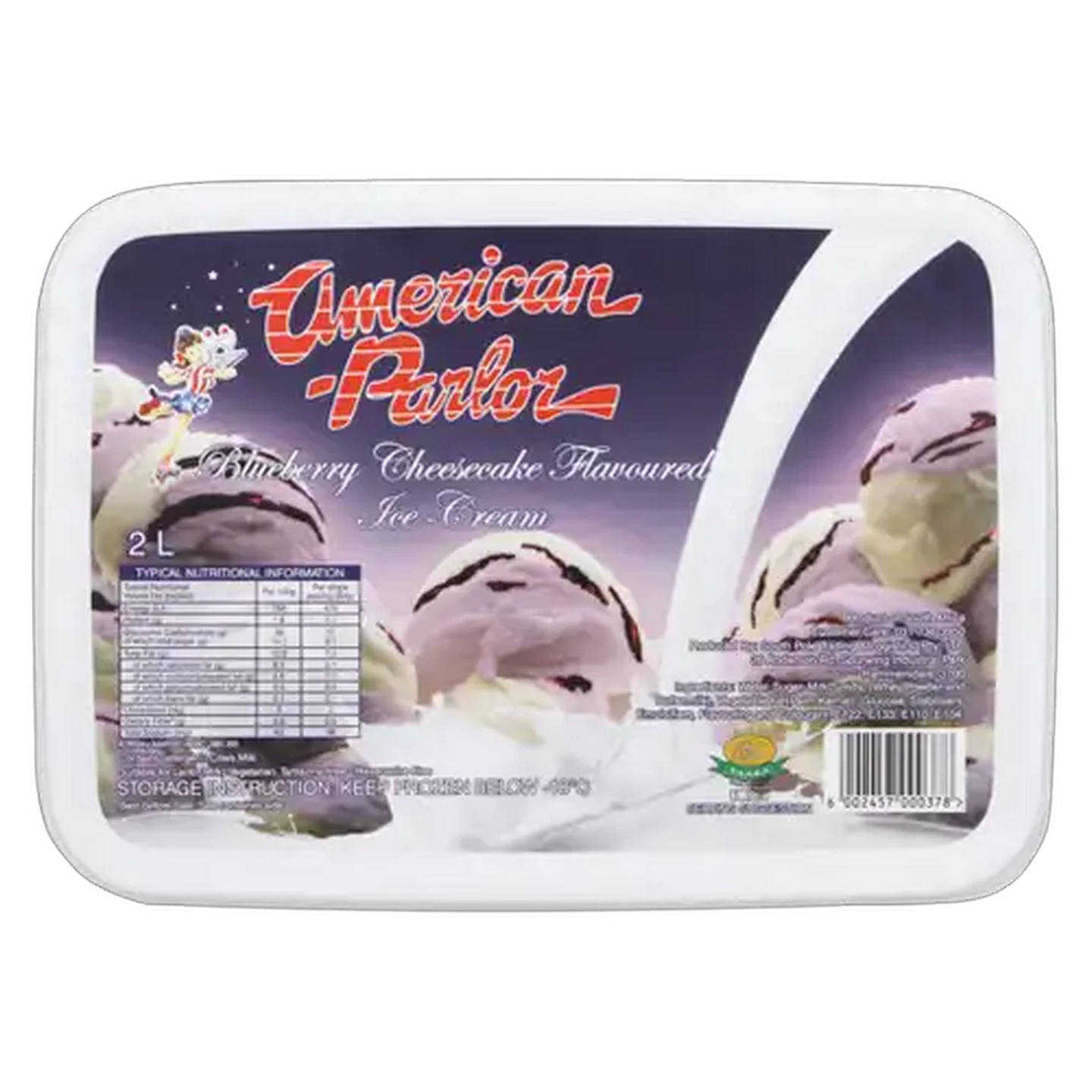 Image of American Parlor Blue Berry & Cheese Cake Flavoured Ice Cream Tub 2L