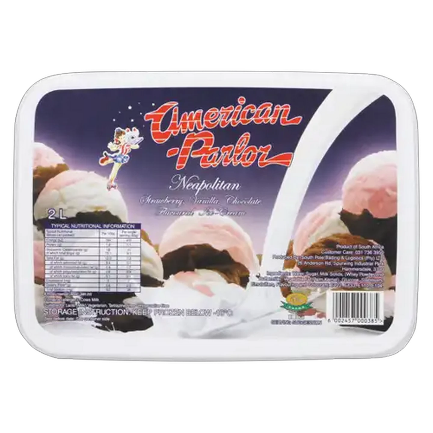 Image of American Parlor Neapolitan Flavoured Ice Cream Tub 2L