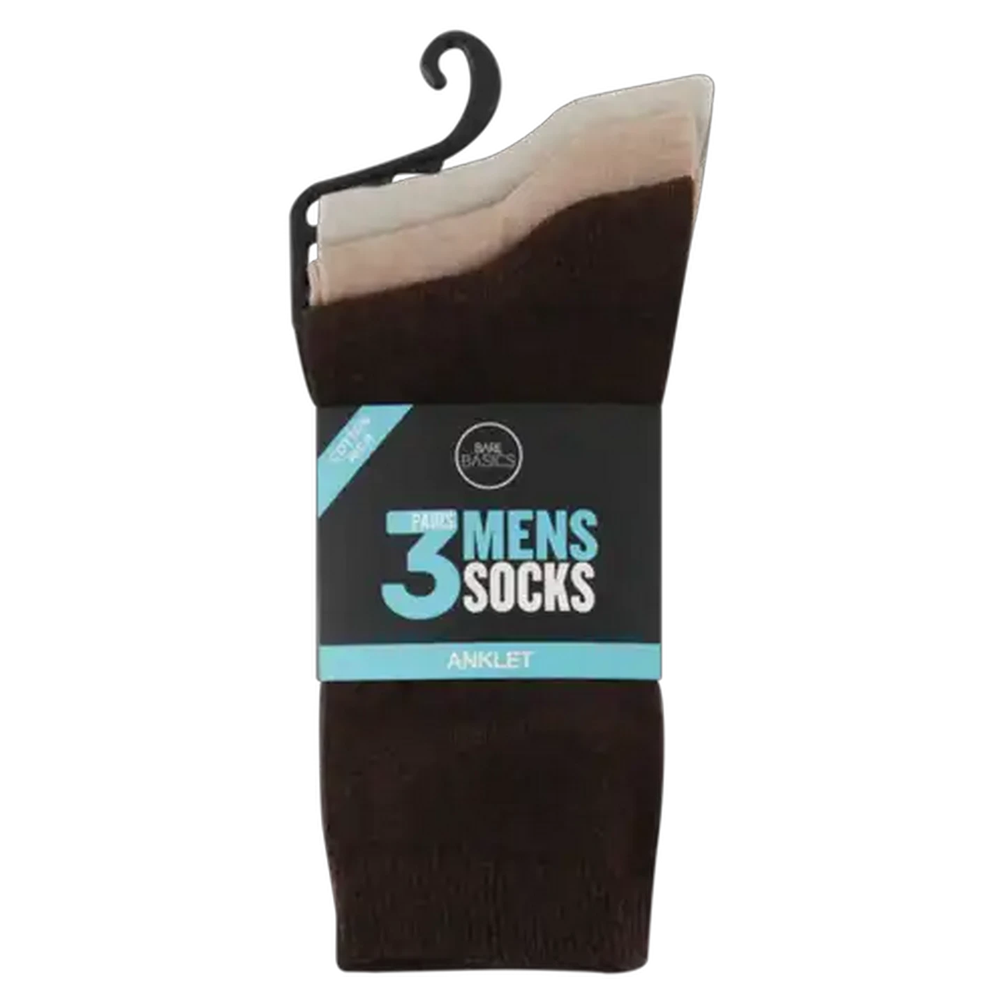 Image of Bare Basics Mens Stone Anklet Socks 3-Pack