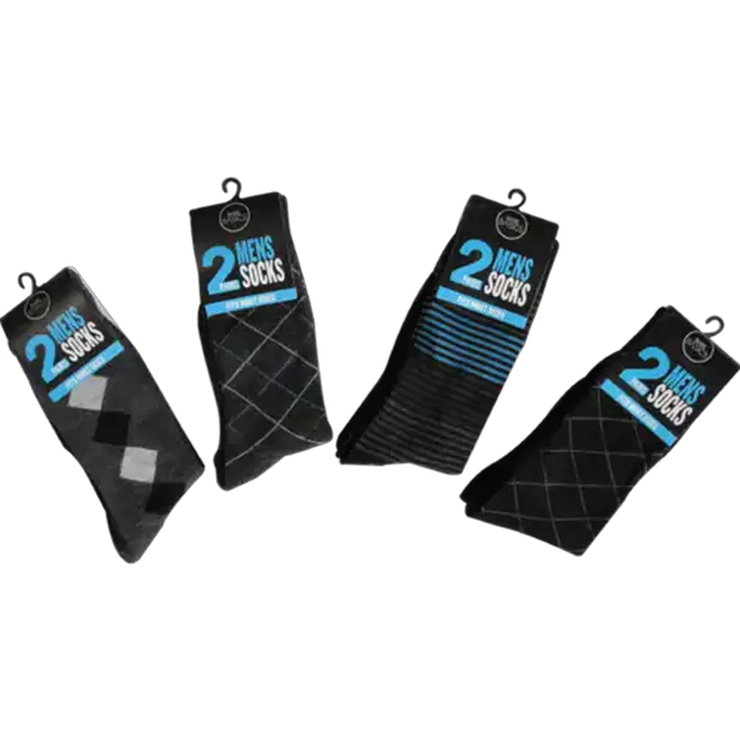 Image of Bare Basics Mens Plain & Print Socks 2-Pack (Assorted Sizes - Single Pair)