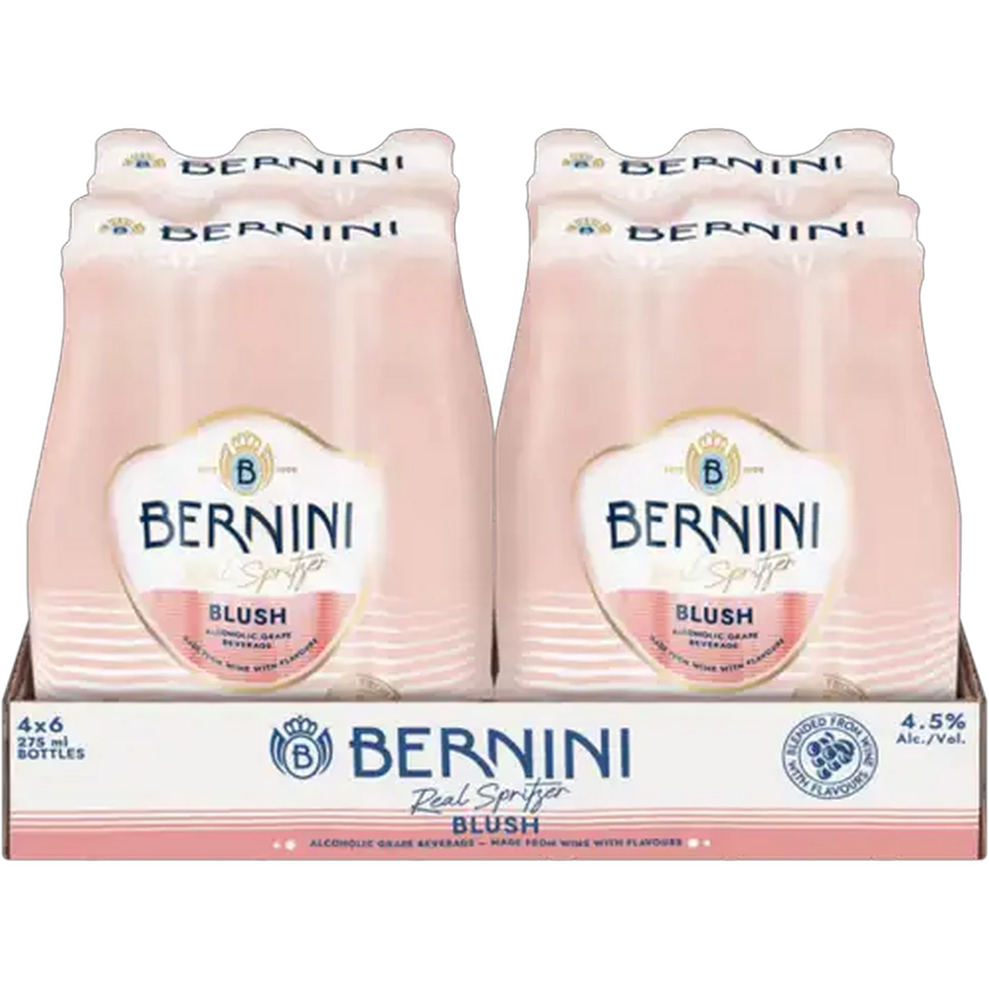 Image of Bernini Blush Alcoholic Grape Beverage Bottles 24 x 275ml