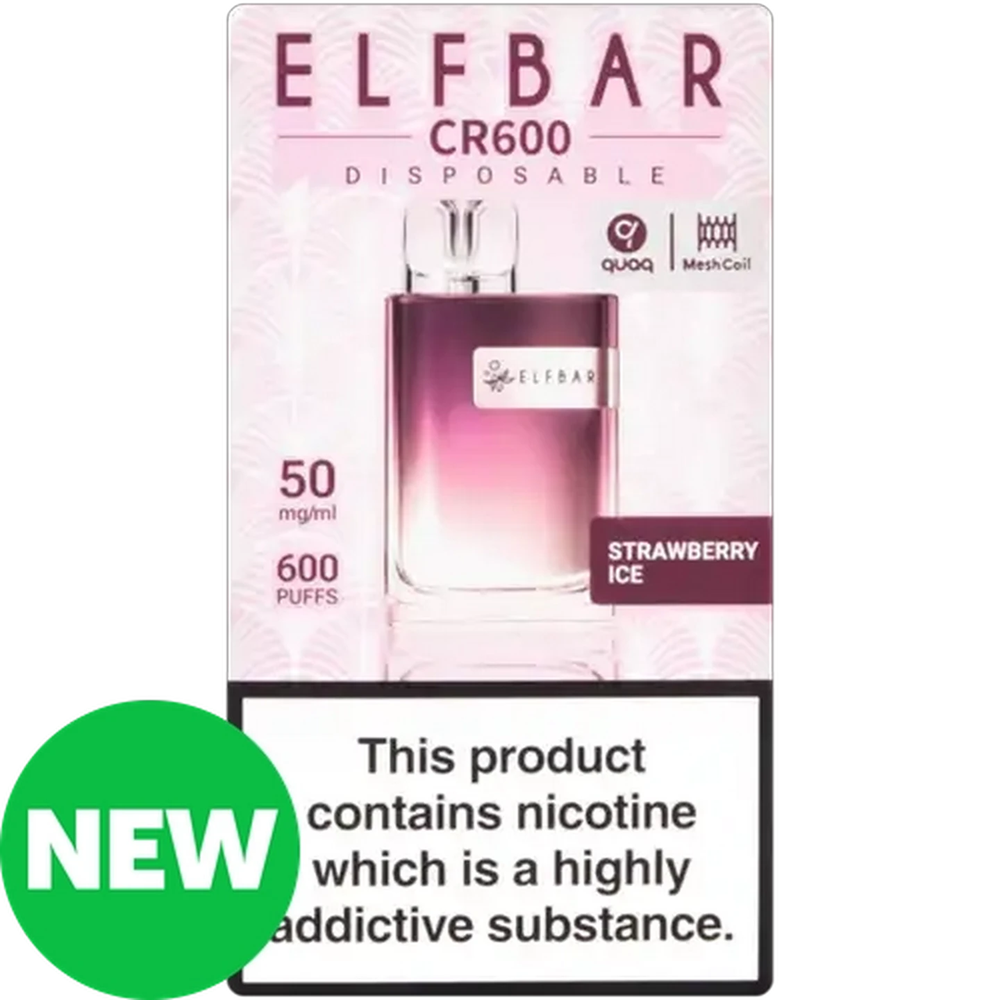 Image of ELFBAR CR600 Strawberry Ice 5% Disposable Vape 2ml (Non-Refundable. Non-Returnable.)